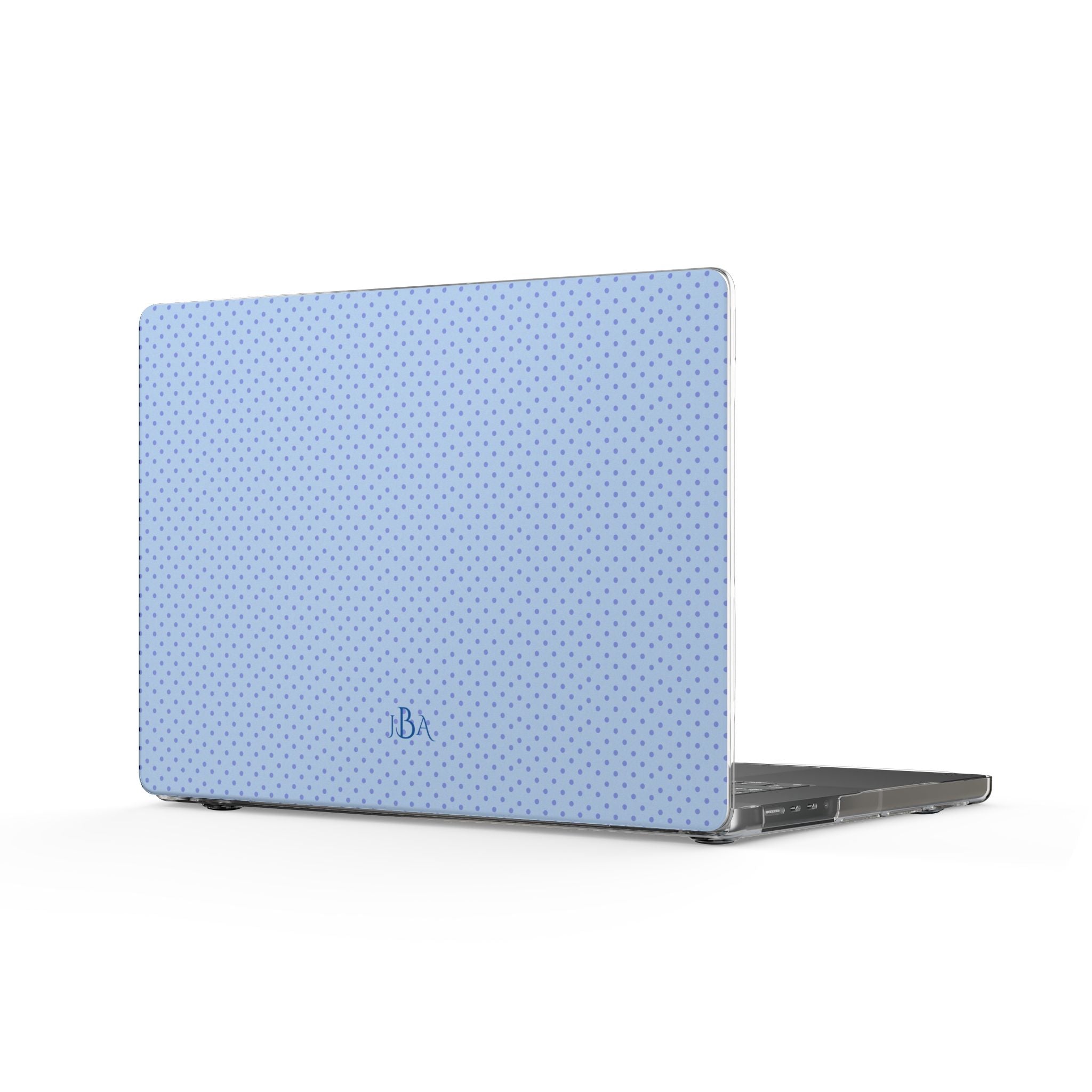 PERSONALIZED NAME CUSTOM BLUE POLKA DOTS MONOGRAM INITIALS MACBOOK COVERS