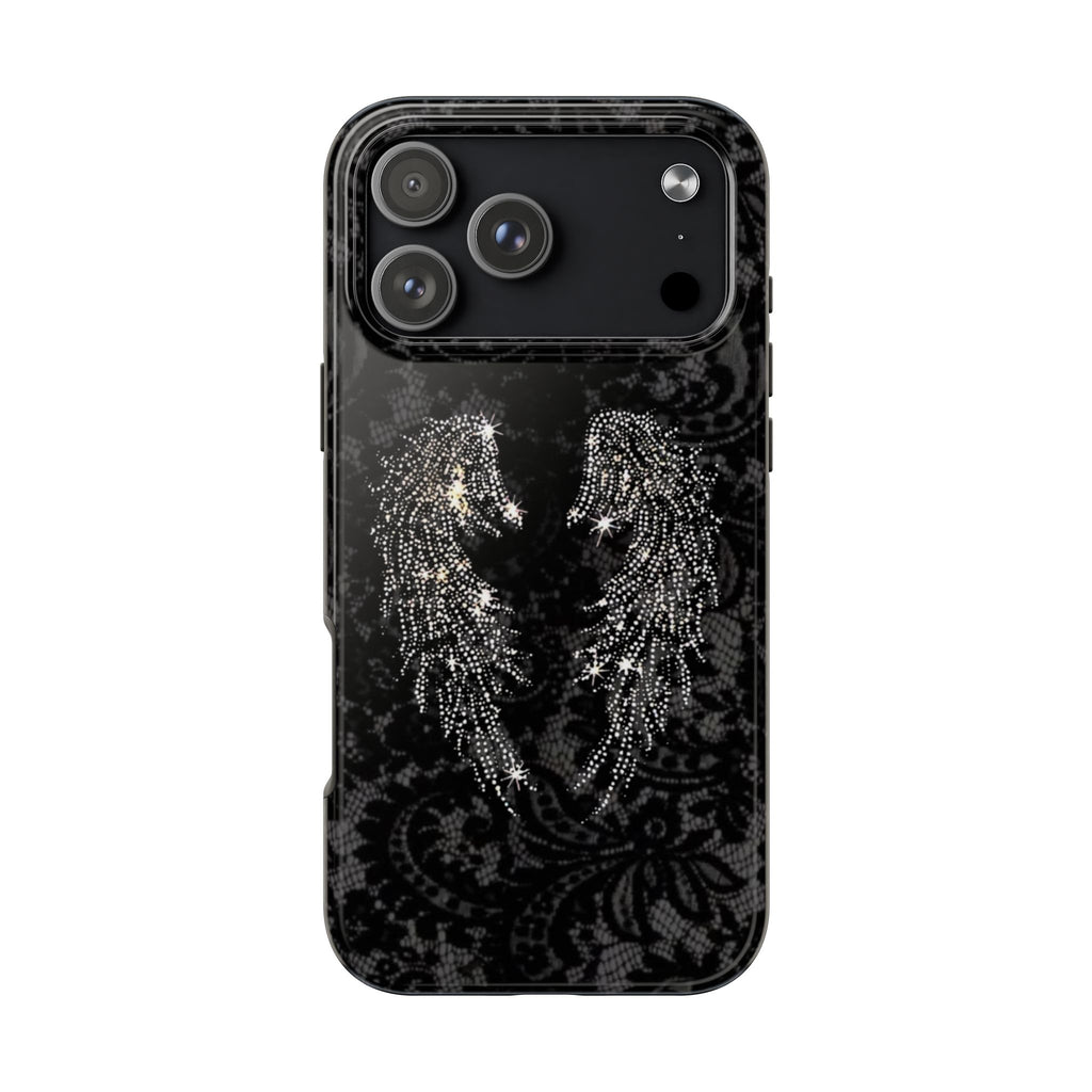 BLACK LACE ANGEL WINGS PHONE CASE