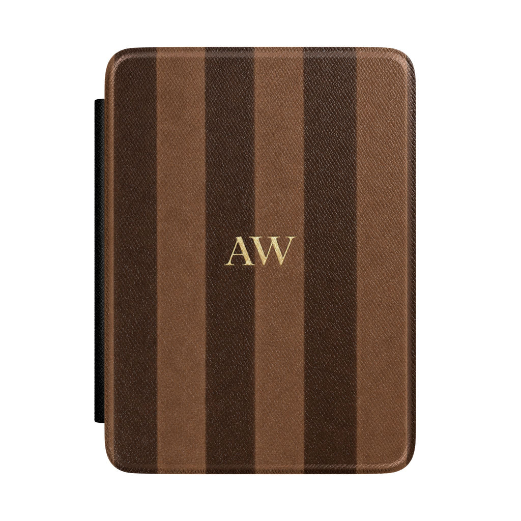 PERSONALIZED CUSTOM NAME BROWN VELVET STRIPES MONOGRAM INITIALS CASE HARDCOVER