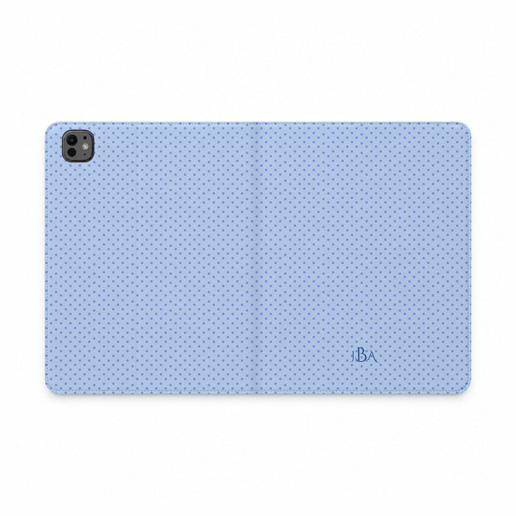 PERSONALIZED BLUE DOTS CUSTOM NAME IPAD TABLET FOLIO CASE