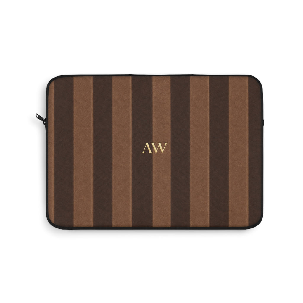 PERSONALIZED NAME CUSTOM BROWN VELVET STRIPES KINDLE IPAD & LAPTOP SLEEVE