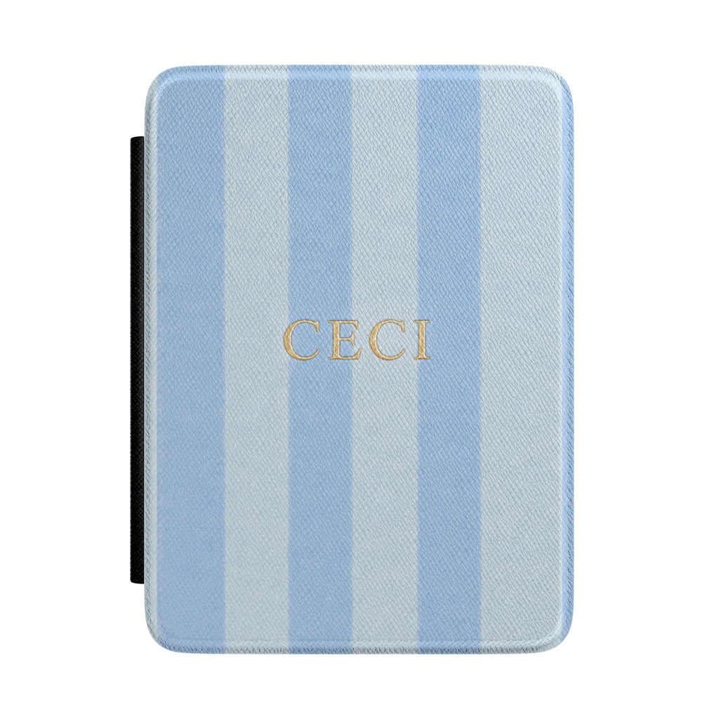 PERSONALIZED CUSTOM NAME SOFT BLUE STRIPES MONOGRAM INITIALS CASE HARDCOVER