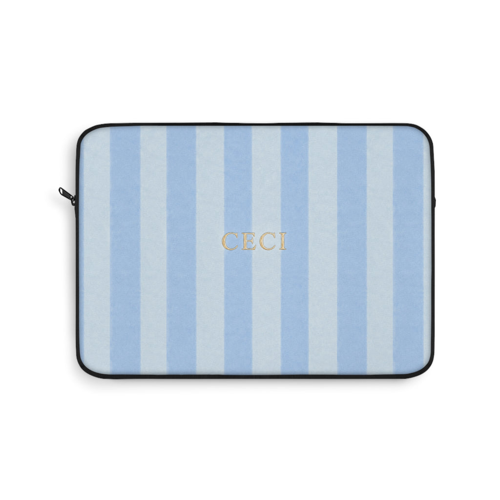 PERSONALIZED NAME CUSTOM SOFT BLUE STRIPES KINDLE IPAD & LAPTOP SLEEVE