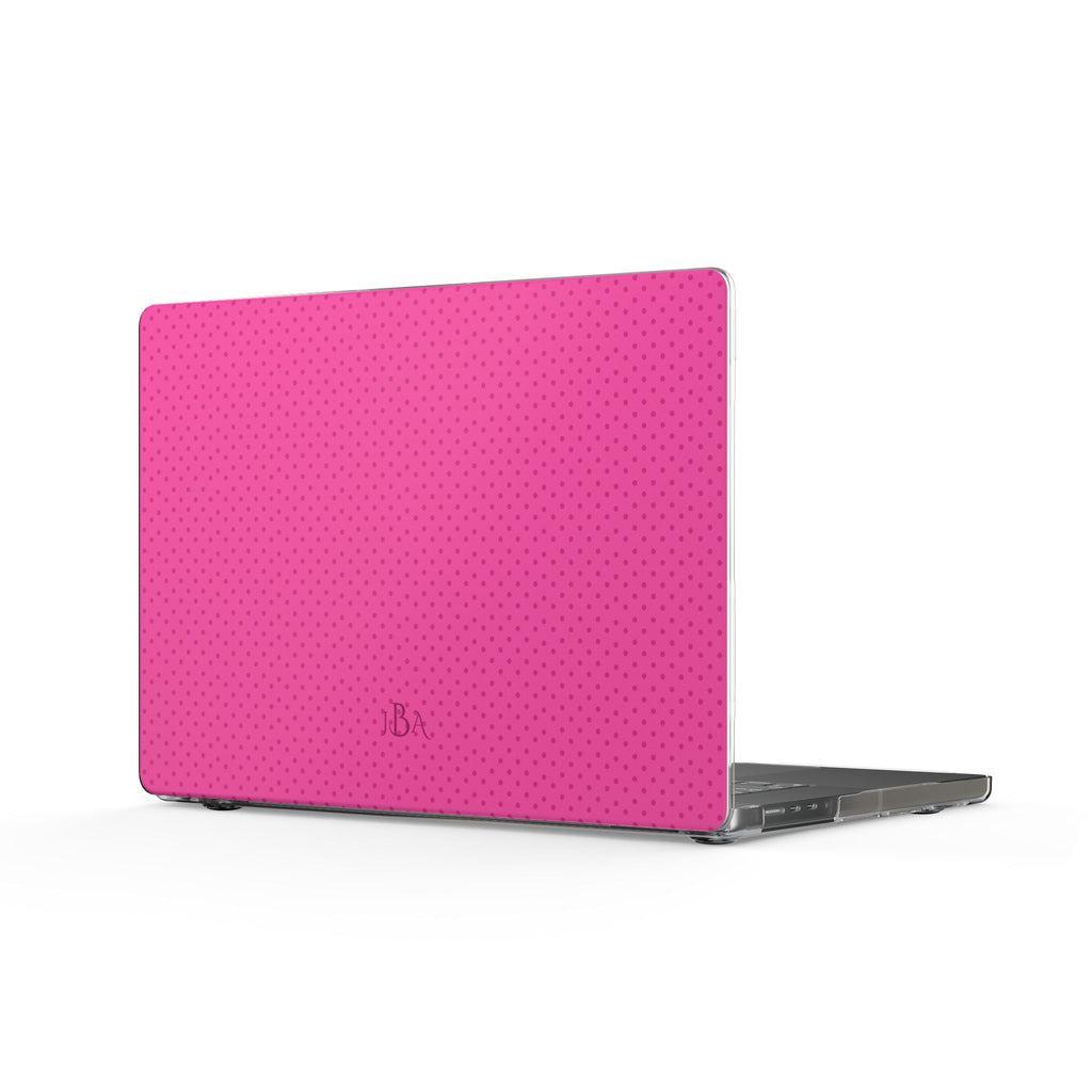 PERSONALIZED NAME CUSTOM FUCHSIA PINK POLKA DOTS MONOGRAM INITIALS MACBOOK COVERS