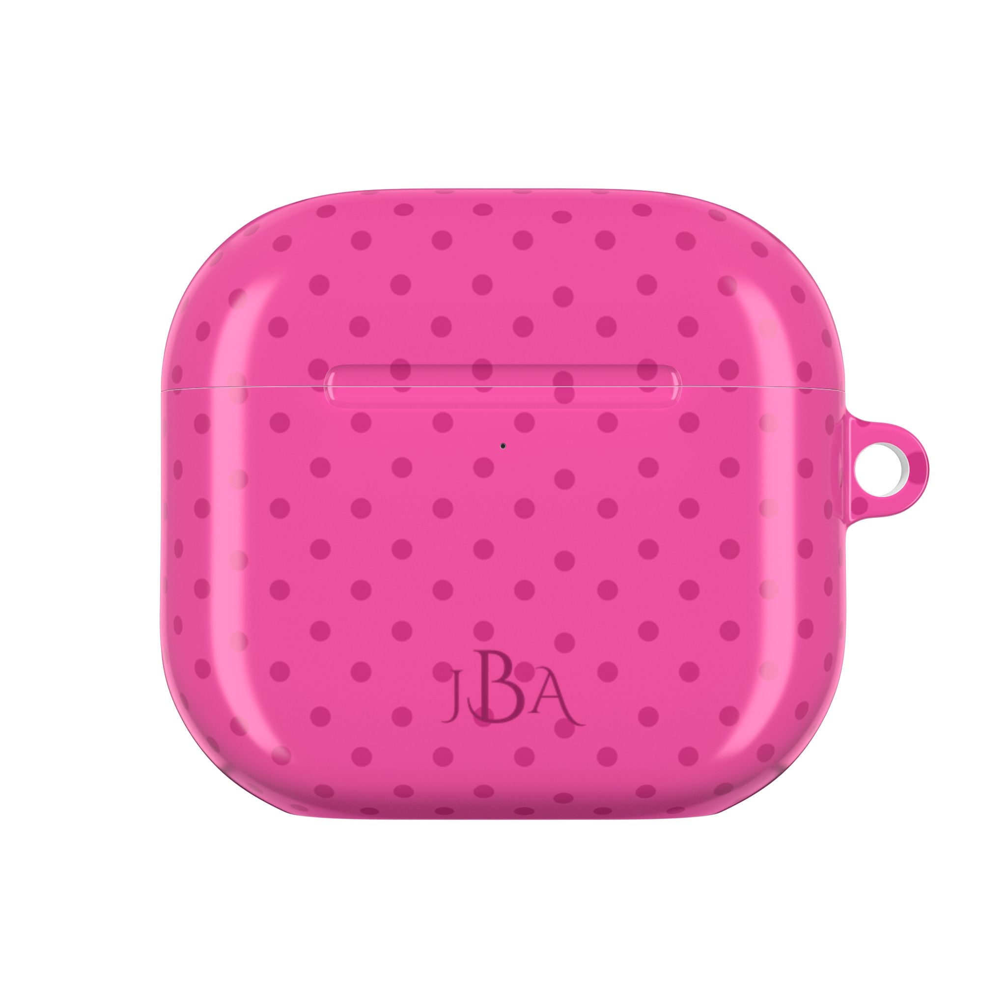 PERSONALIZED NAME CUSTOM FUCHSIA PINK POLKA DOTS INITIALS AIRPOD CASE
