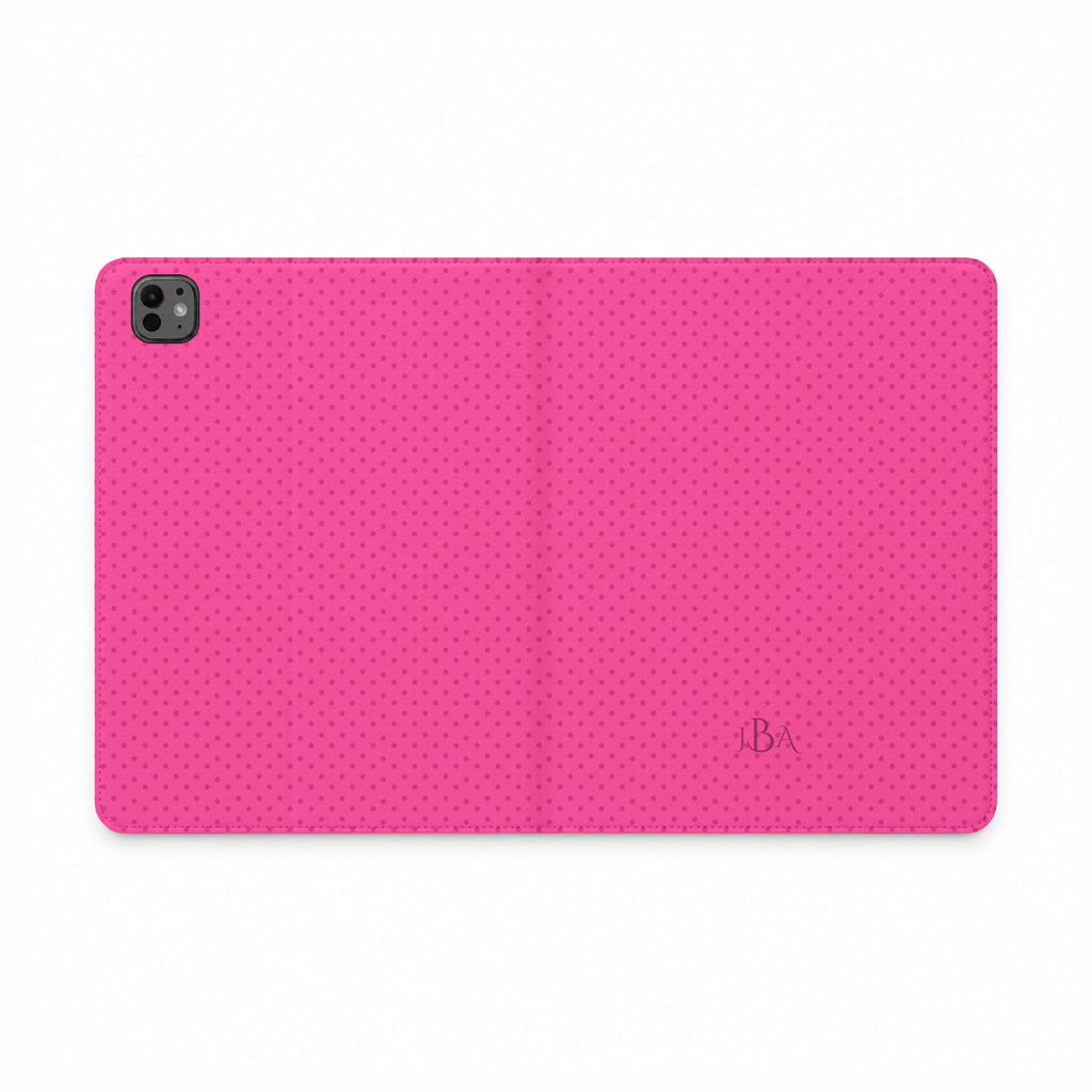PERSONALIZED FUCHSIA PINK POLKA DOTS CUSTOM NAME IPAD TABLET FOLIO CASE
