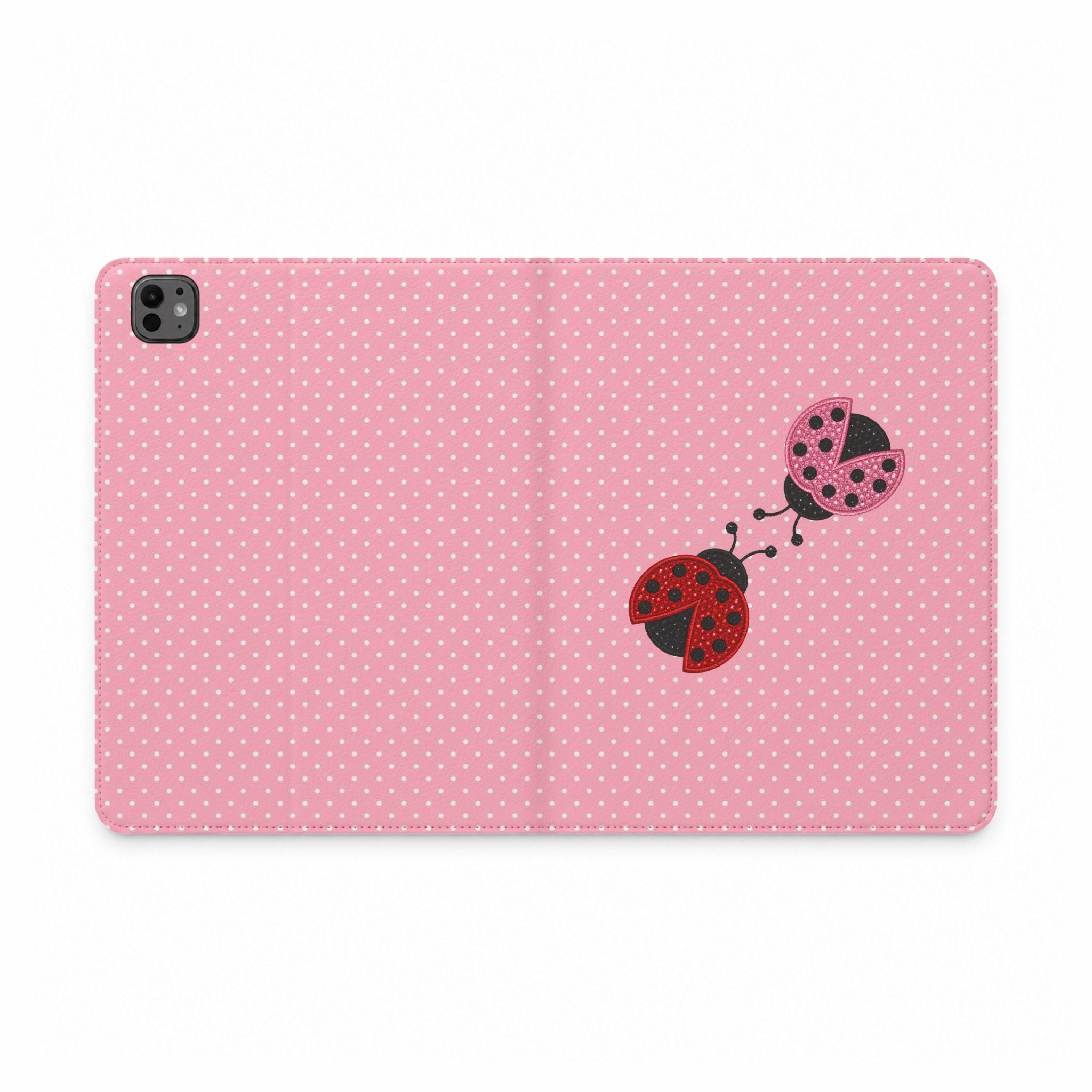 MR. AND MRS. LOVEBUG PINK POLKA DOTS IPAD TABLET FOLIO CASE