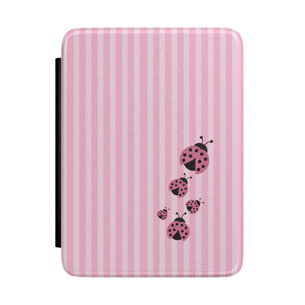 PINK STRIPES LADYBUGS KINDLE CASE HARDCOVER
