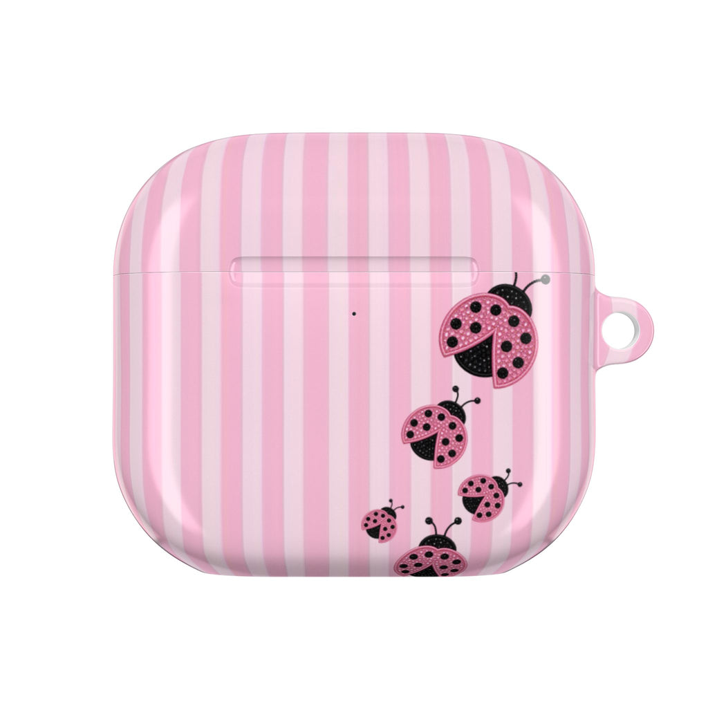 PINK STRIPES LADYBUGS AIRPOD CASE
