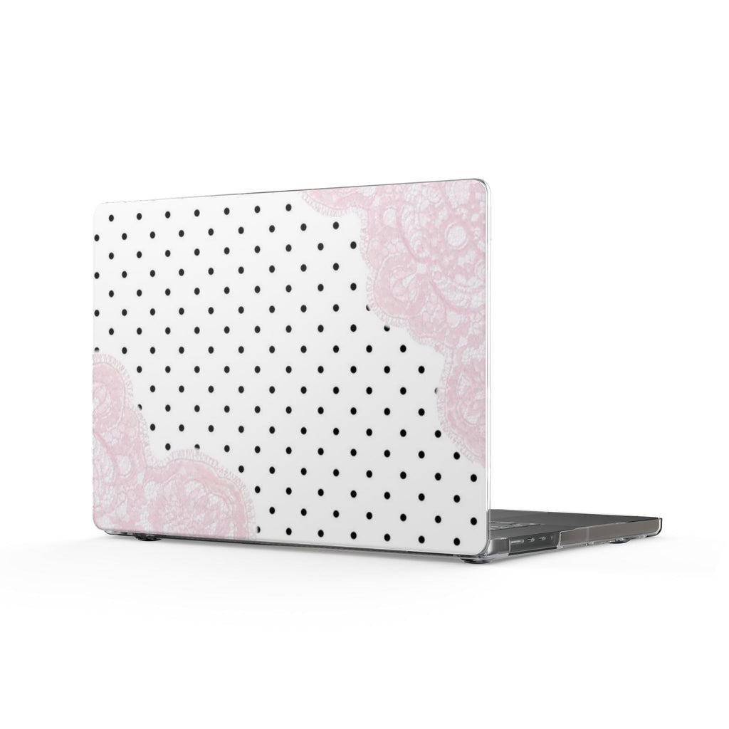 COQUETTE POLKA DOTS PINK LACE MACBOOK COVERS