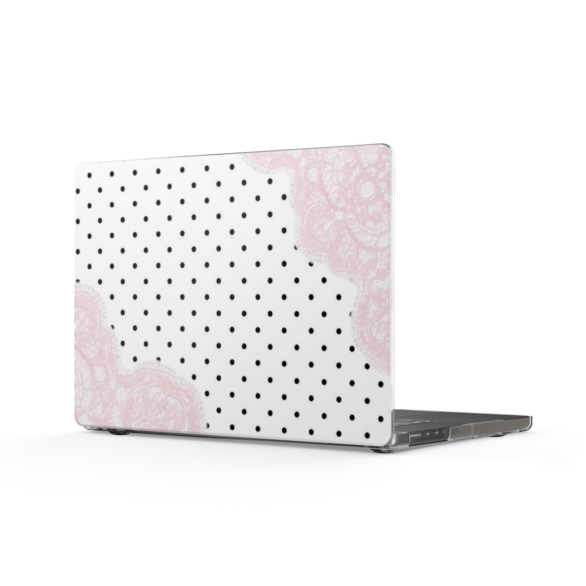 COQUETTE POLKA DOTS PINK LACE MACBOOK COVERS