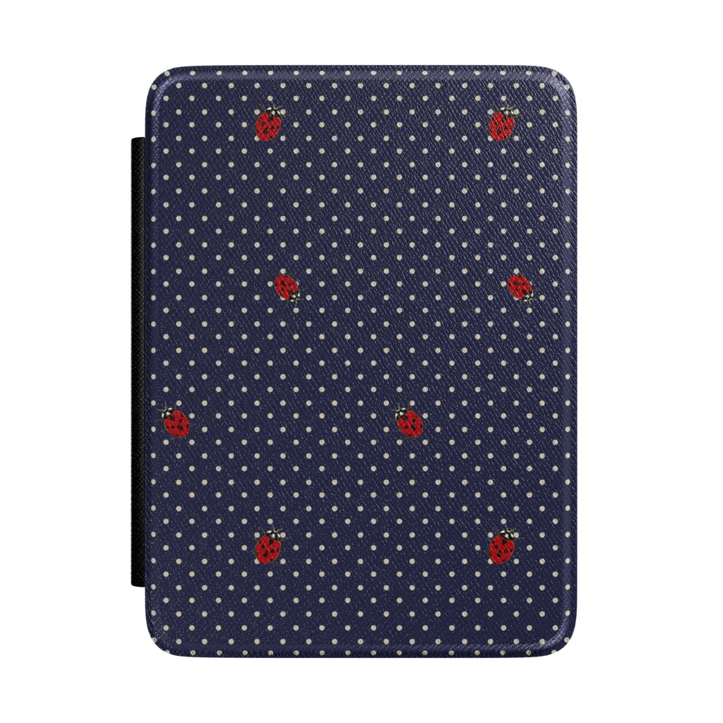 NAVY BLUE POLKA DOTS MINI LADYBUGS KINDLE CASE HARDCOVER