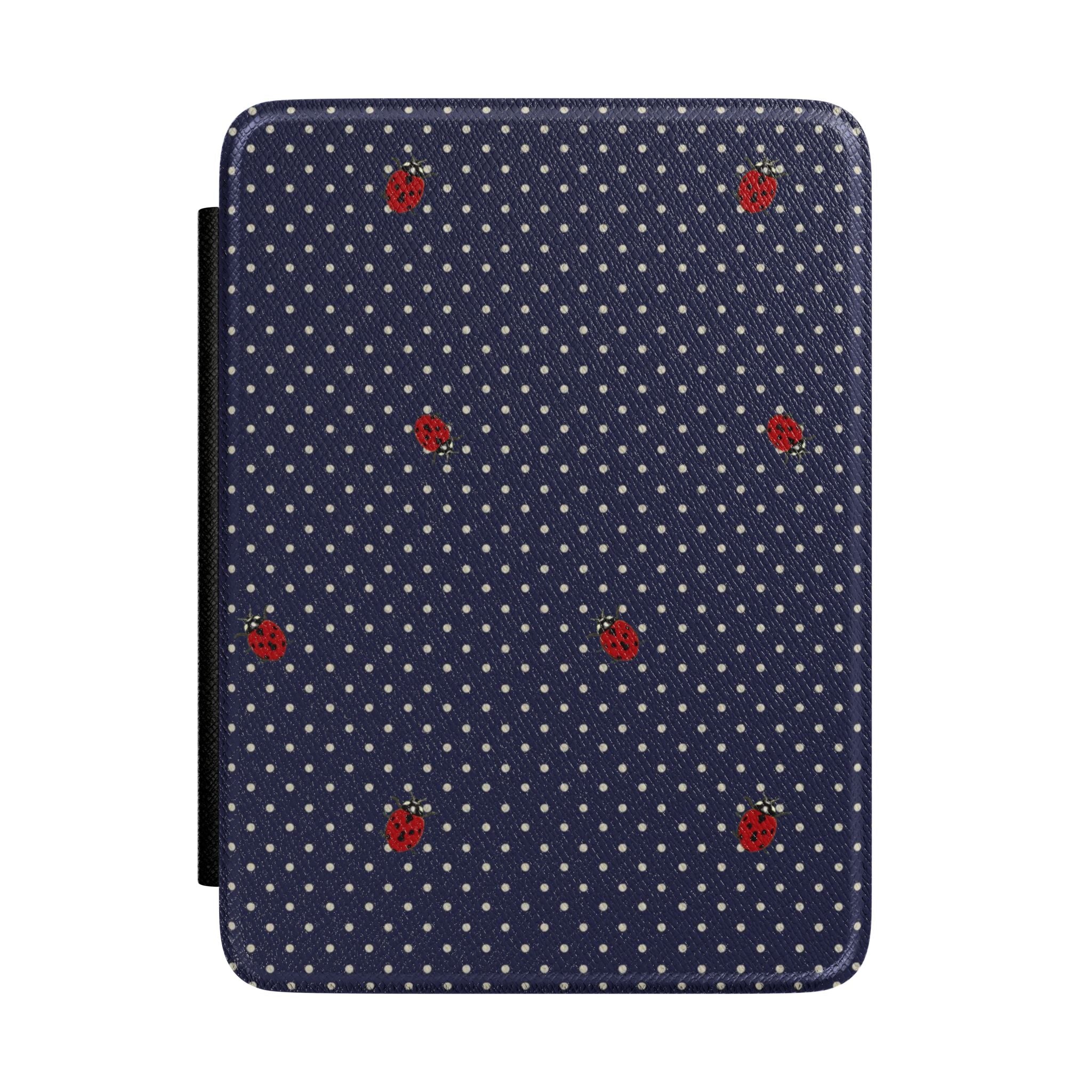 NAVY BLUE POLKA DOTS MINI LADYBUGS KINDLE CASE HARDCOVER