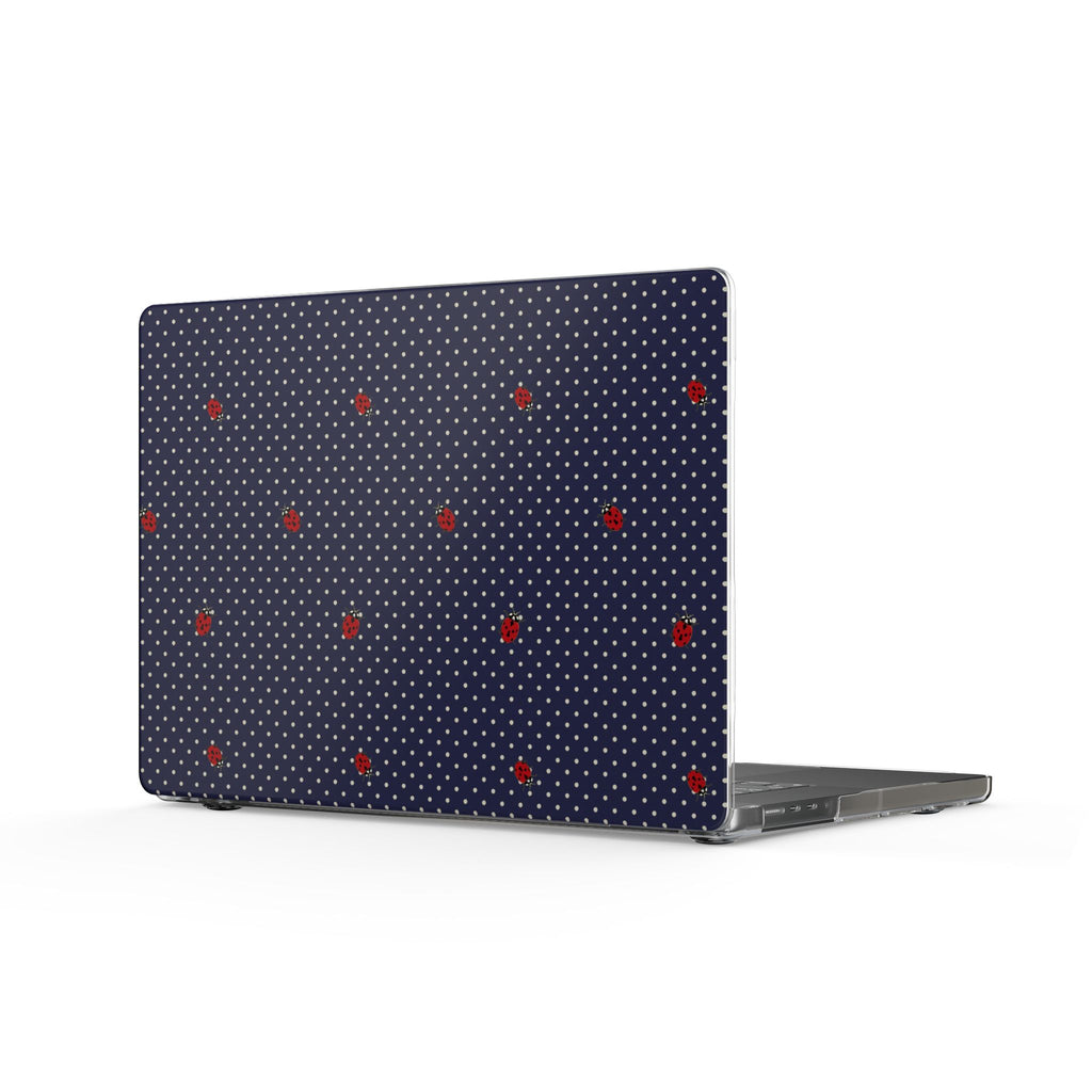 NAVY BLUE POLKA DOTS MINI LADYBUGS MACBOOK COVERS