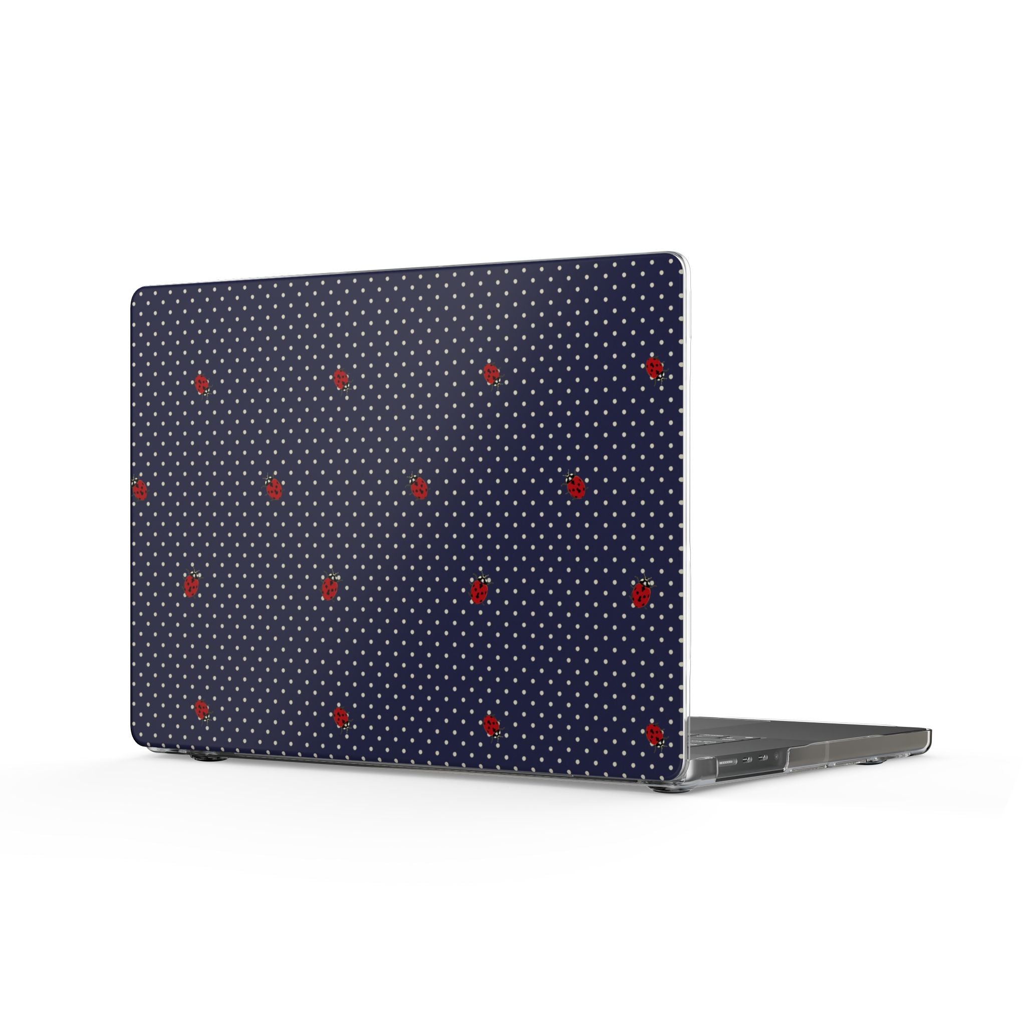 NAVY BLUE POLKA DOTS MINI LADYBUGS MACBOOK COVERS