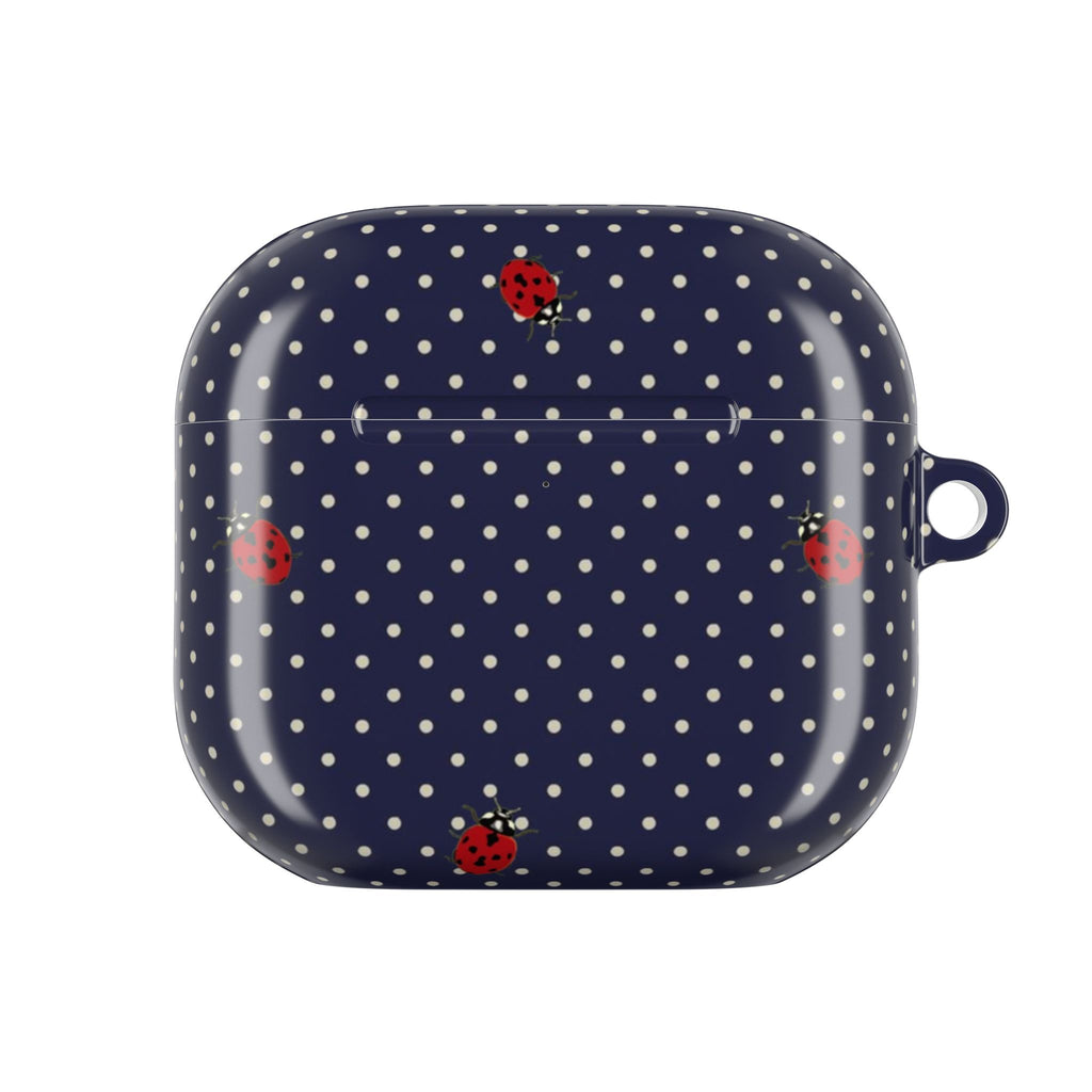 NAVY BLUE POLKA DOTS MINI LADYBUGS AIRPOD CASE