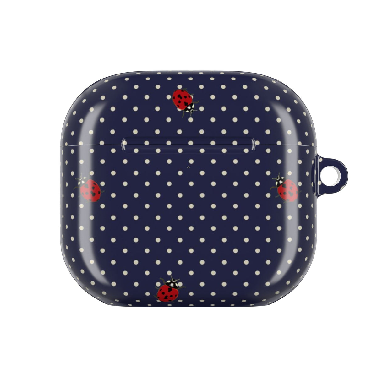 NAVY BLUE POLKA DOTS MINI LADYBUGS AIRPOD CASE
