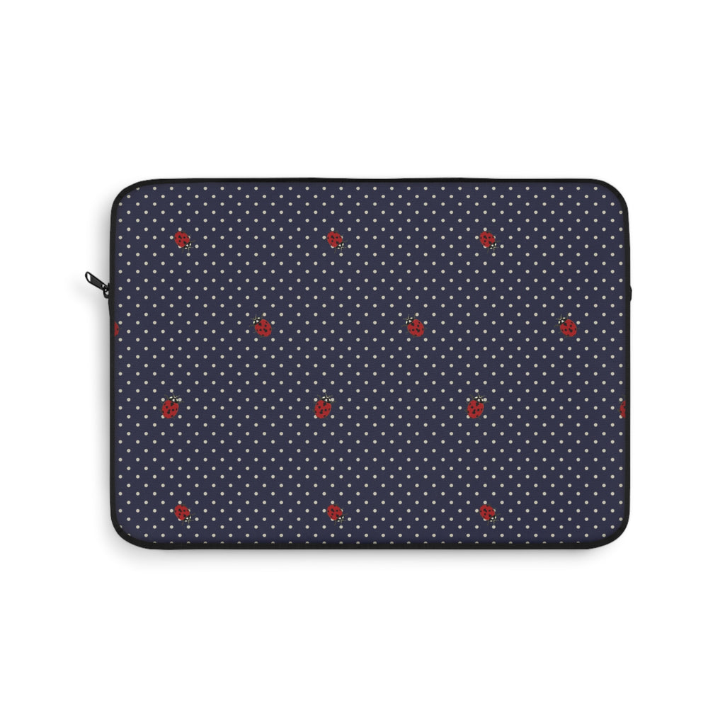 NAVY BLUE POLKA DOTS MINI LADYBUGS KINDLE IPAD & LAPTOP SLEEVE