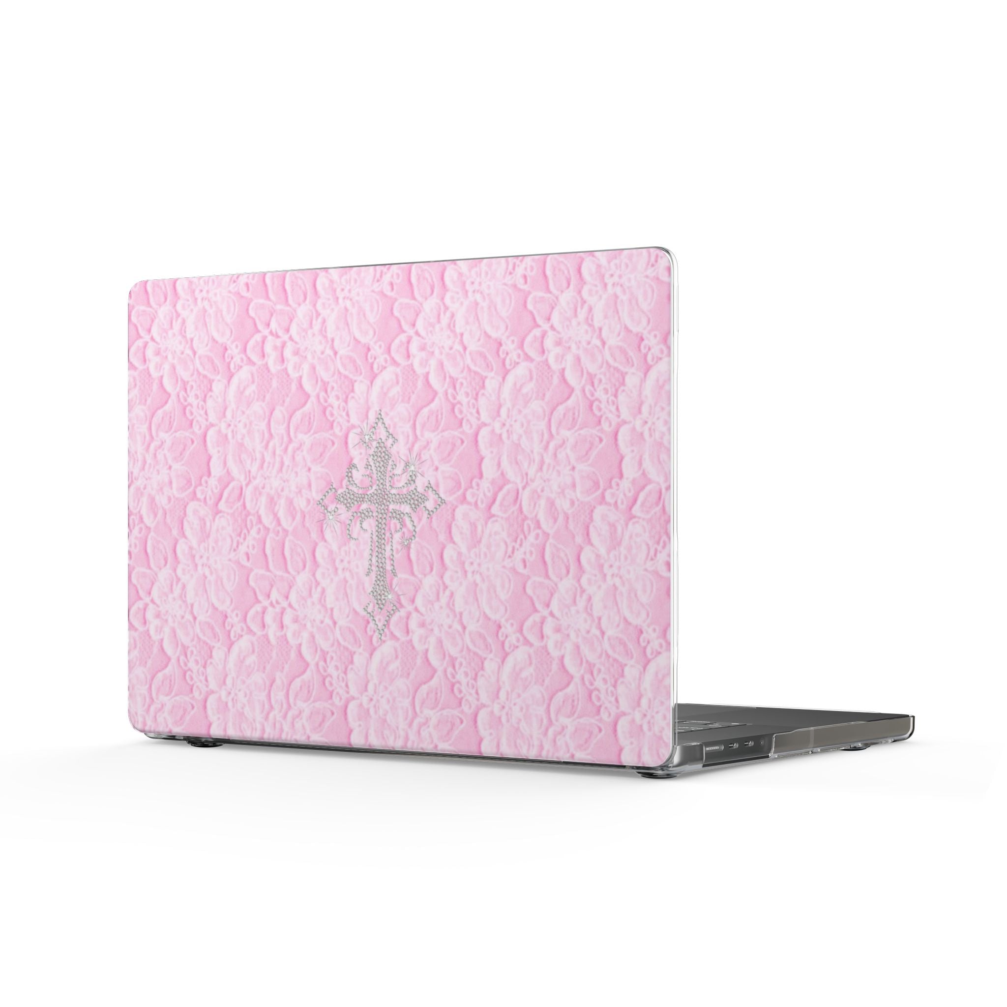 PINK LACE CROSS MACBOOK COVERS