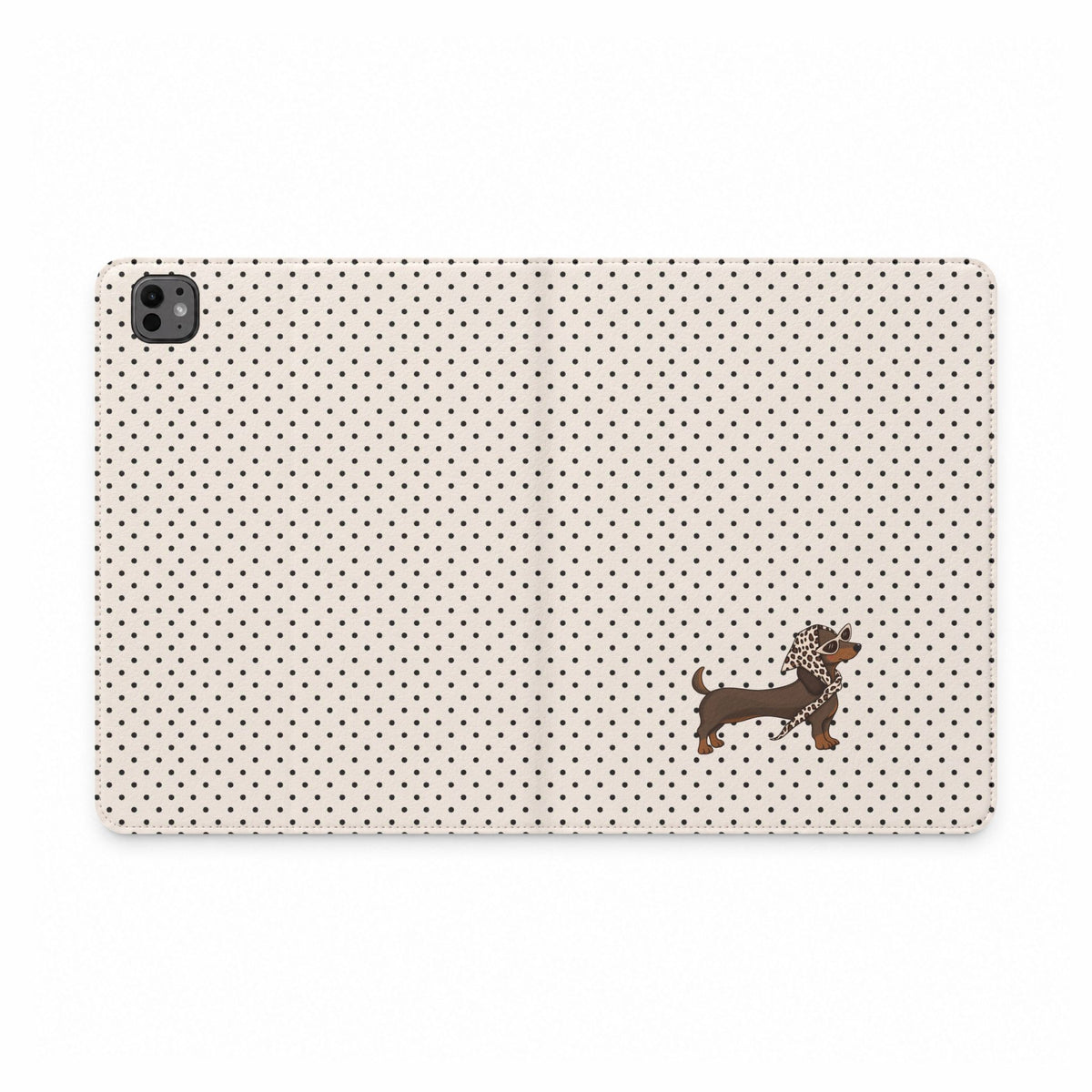 CLASSIC POLKA DOTS DACHSHUND IPAD TABLET FOLIO CASE