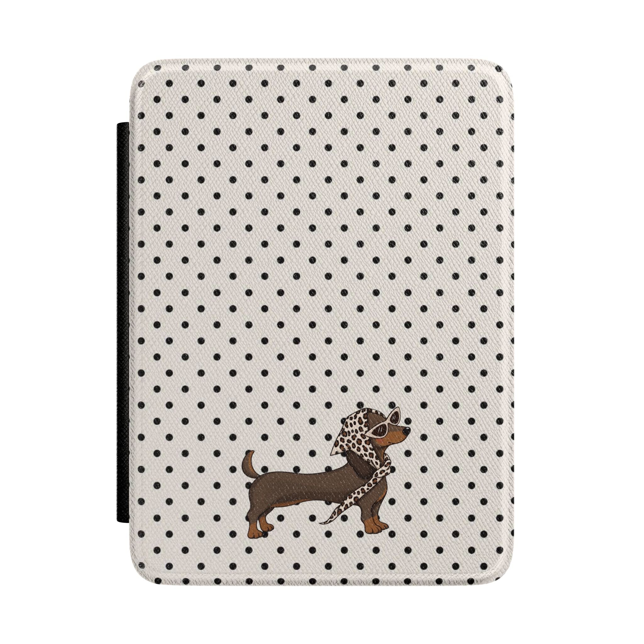 CLASSIC POLKA DOTS DACHSHUND KINDLE CASE HARDCOVER