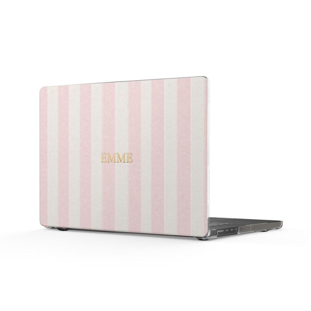 PERSONALIZED NAME CUSTOM BABY PINK STRIPES MONOGRAM INITIALS MACBOOK COVERS