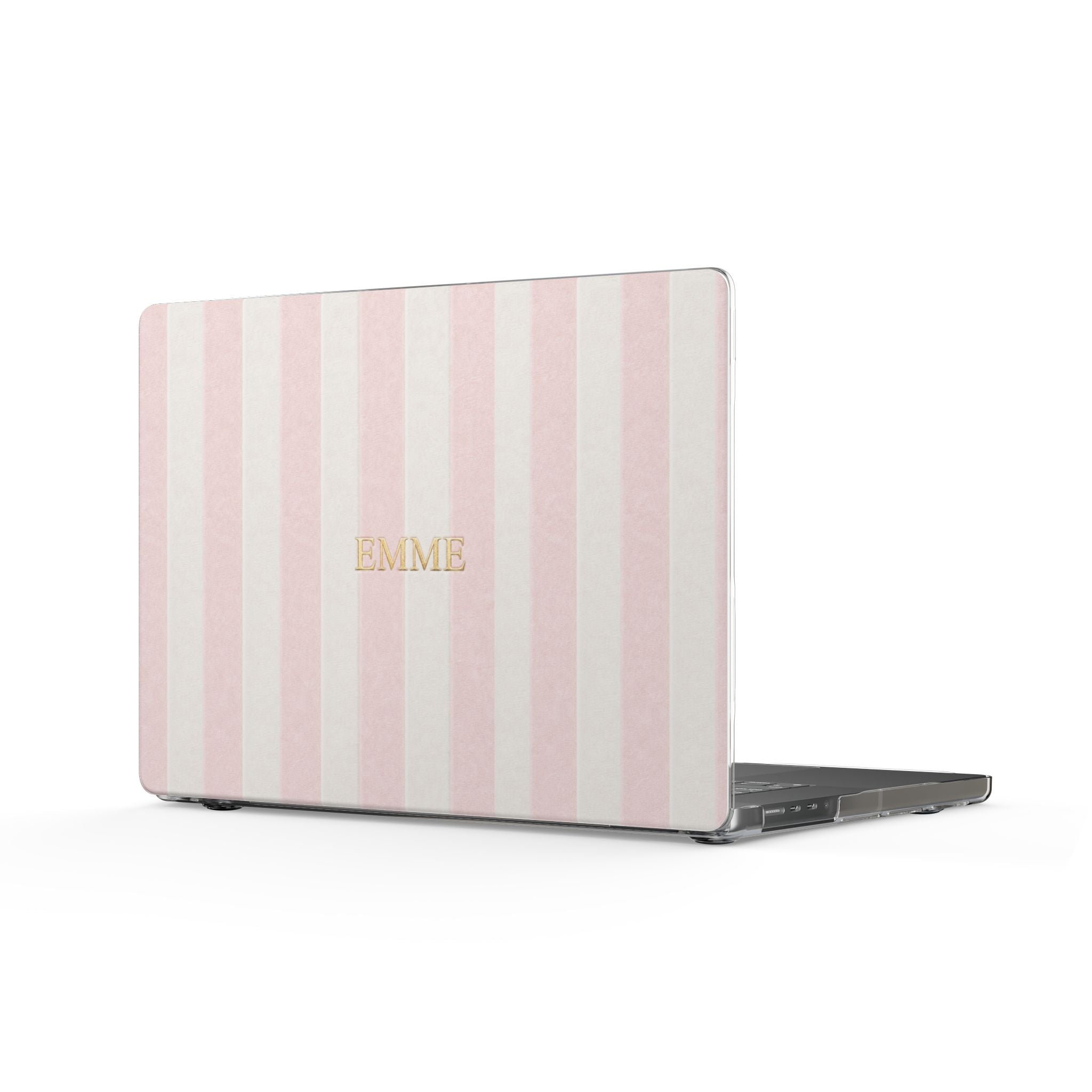 PERSONALIZED NAME CUSTOM BABY PINK STRIPES MONOGRAM INITIALS MACBOOK COVERS