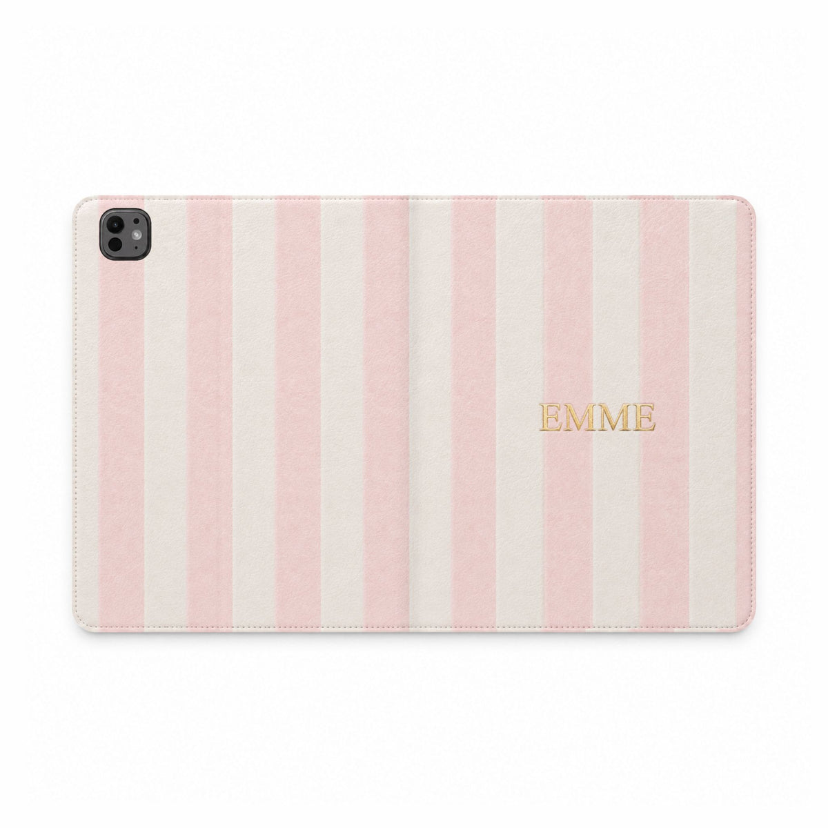 PERSONALIZED BABY PINK STRIPES CUSTOM NAME IPAD TABLET FOLIO CASE