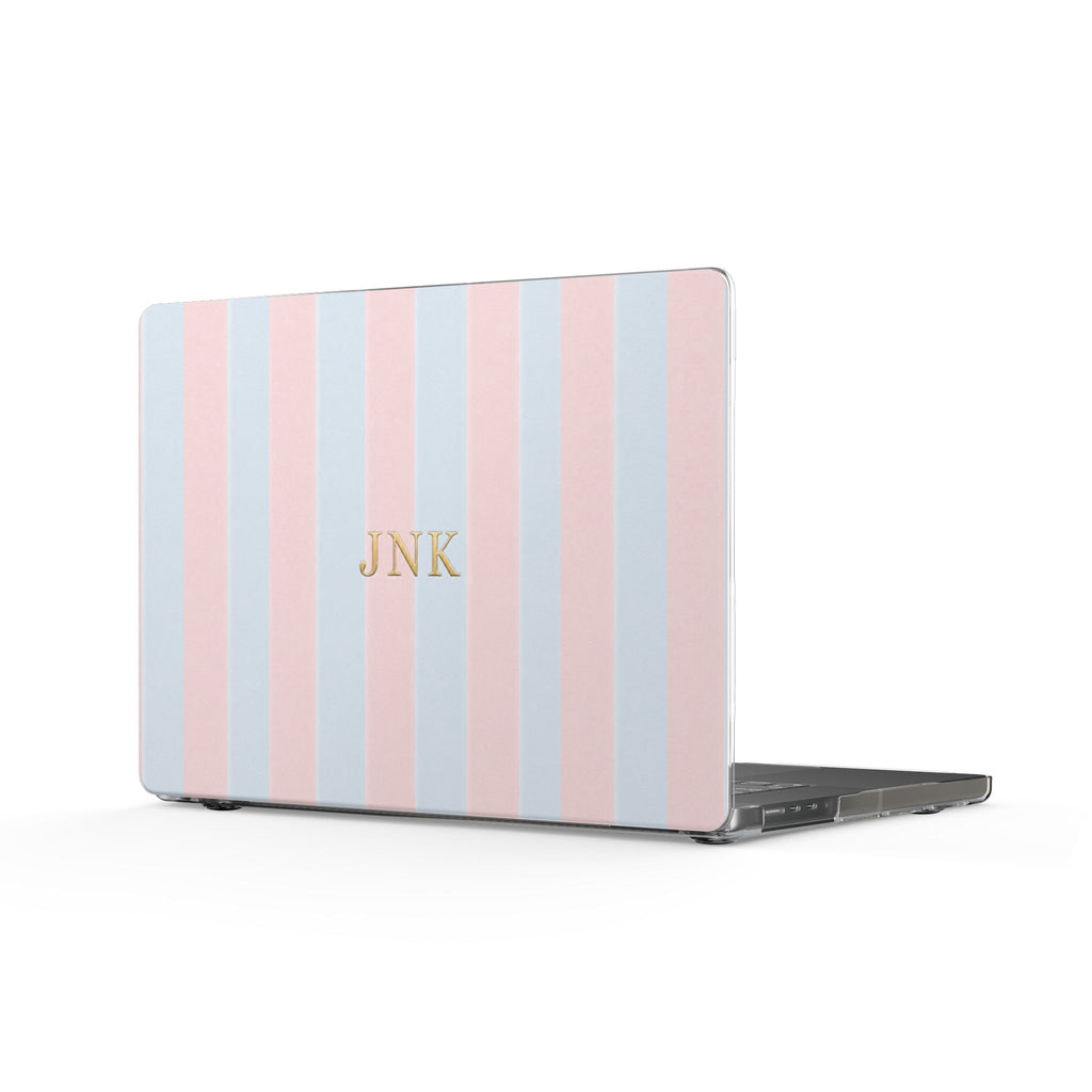 PERSONALIZED NAME CUSTOM PINK & BLUE STRIPES MONOGRAM INITIALS MACBOOK COVERS