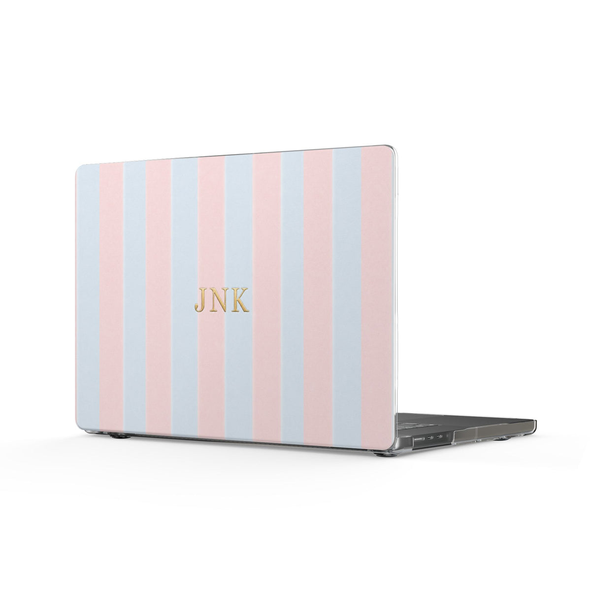 PERSONALIZED NAME CUSTOM PINK & BLUE STRIPES MONOGRAM INITIALS MACBOOK COVERS