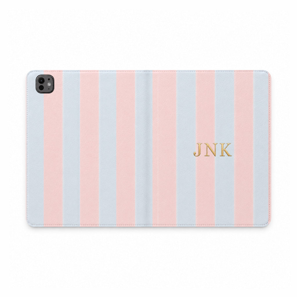 PERSONALIZED PINK & BLUE STRIPES CUSTOM NAME IPAD TABLET FOLIO CASE