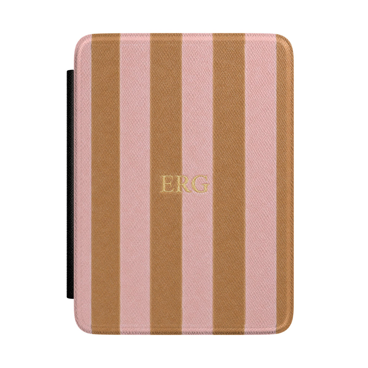 PERSONALIZED CUSTOM NAME BEIGE & PINK STRIPES MONOGRAM INITIALS CASE HARDCOVER