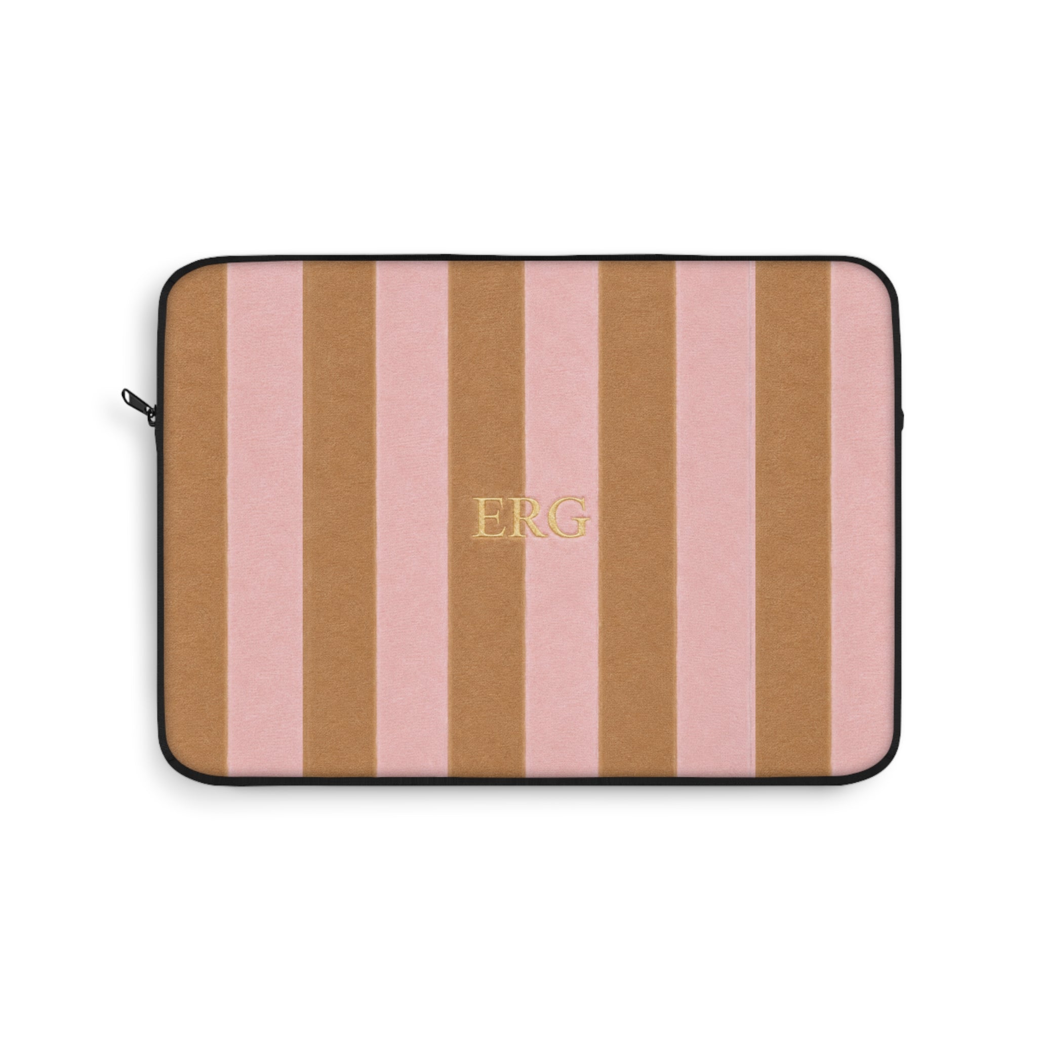 PERSONALIZED NAME CUSTOM BEIGE & PINK STRIPES KINDLE IPAD & LAPTOP SLEEVE