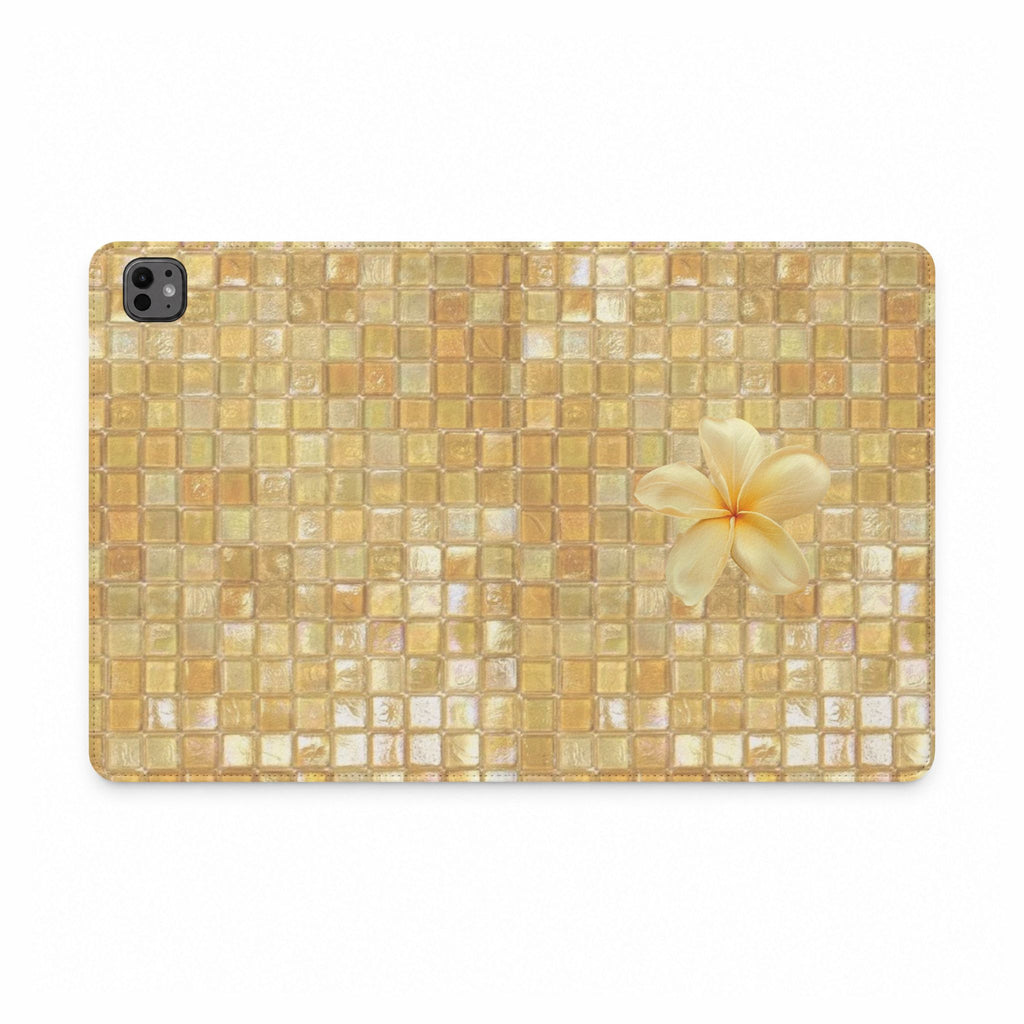 YELLOW MOSAIC FLOWER IPAD TABLET FOLIO CASE