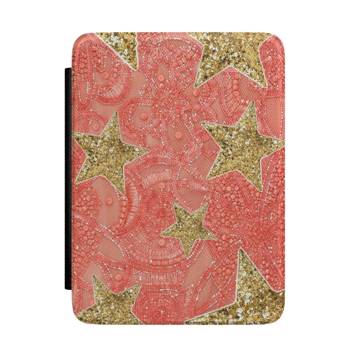 CORAL CRUSH EMBELLISHED GOLD STARS KINDLE CASE HARDCOVER