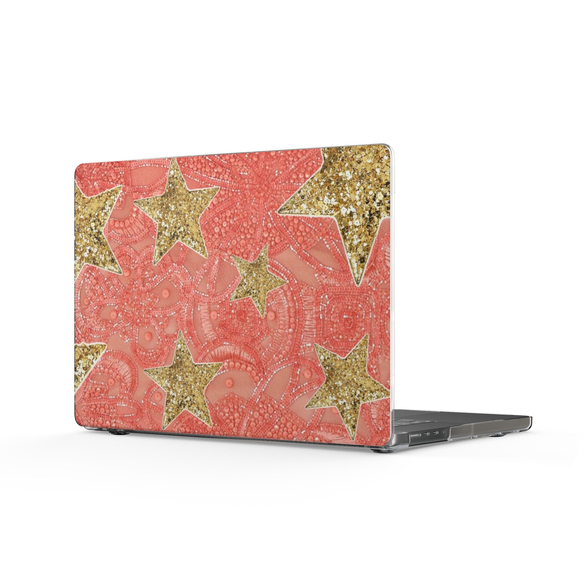 CORAL CRUSH EMBELLISHED GOLD STARS MACBOOK COVERS
