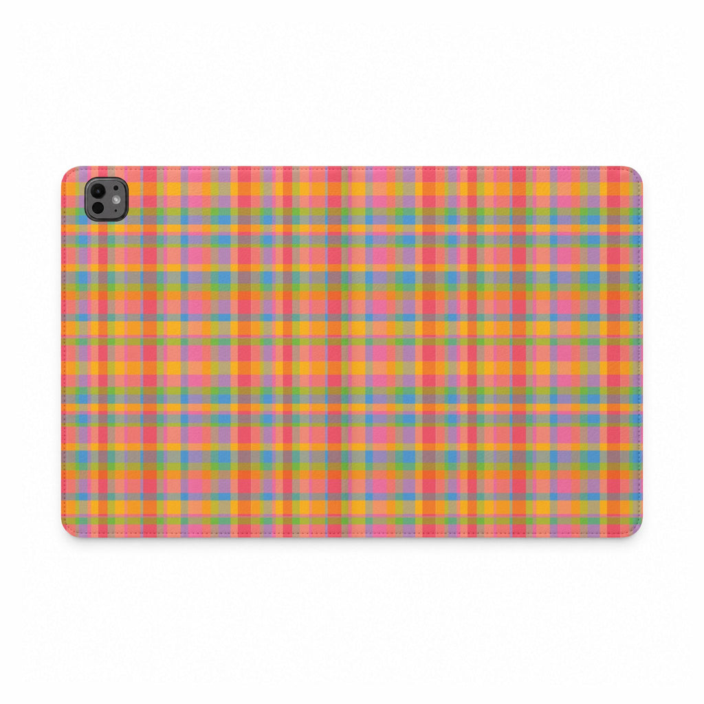 ORANGE SUNSET PLAID IPAD TABLET FOLIO CASE