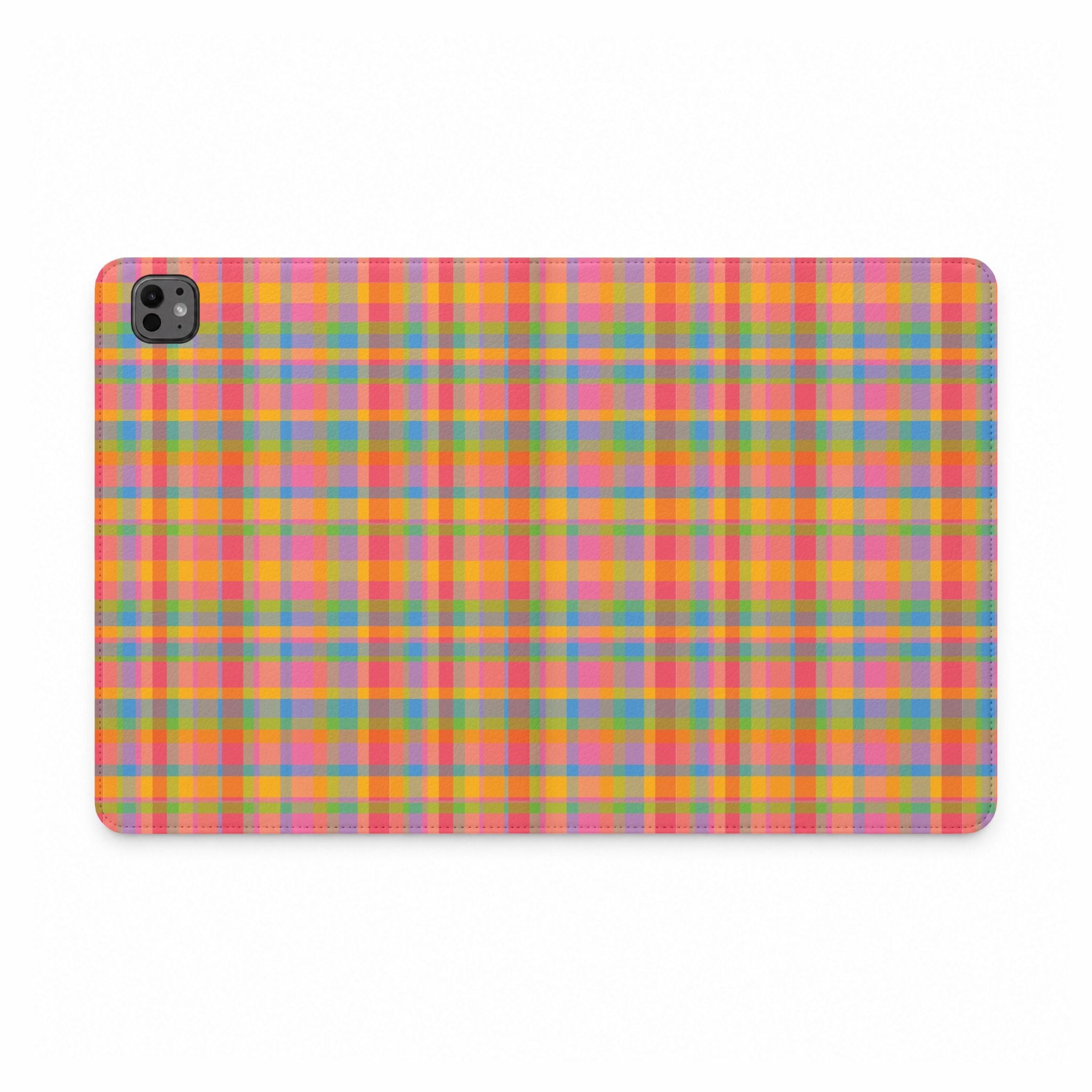 ORANGE SUNSET PLAID IPAD TABLET FOLIO CASE