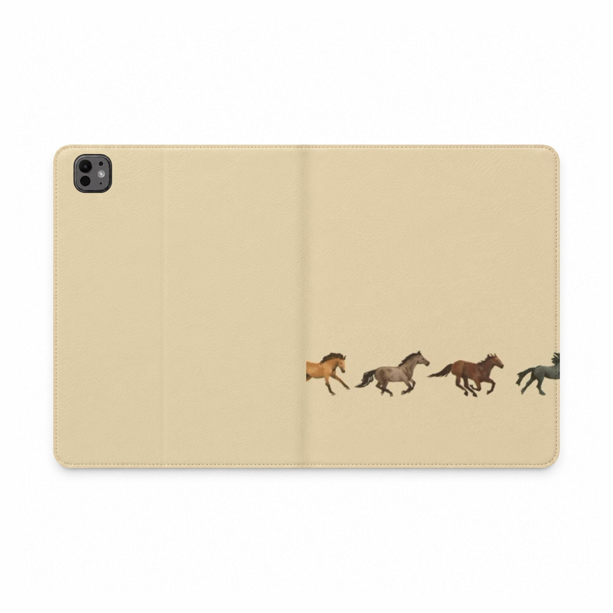 BEIGE MINIMALIST WESTERN HORSES IPAD TABLET FOLIO CASE