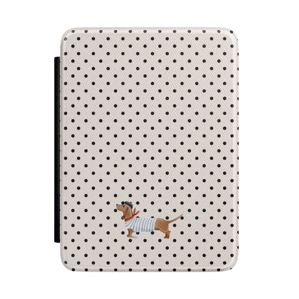 CLASSIC POLKA DOTS SAILOR DACHSHUND PUPPY KINDLE CASE HARDCOVER