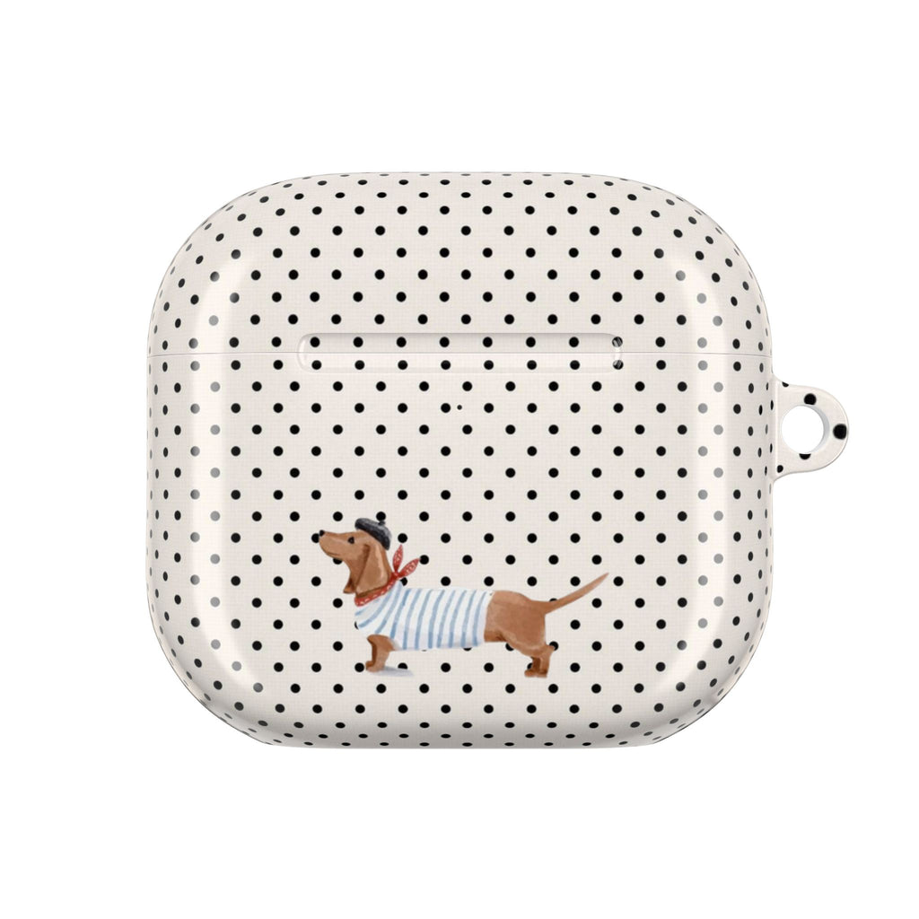 CLASSIC POLKA DOTS SAILOR DACHSHUND PUPPY AIRPOD CASE