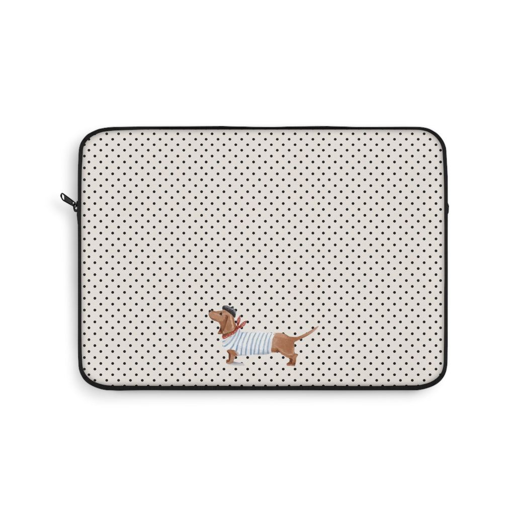 CLASSIC POLKA DOTS SAILOR DACHSHUND PUPPY KINDLE IPAD & LAPTOP SLEEVE