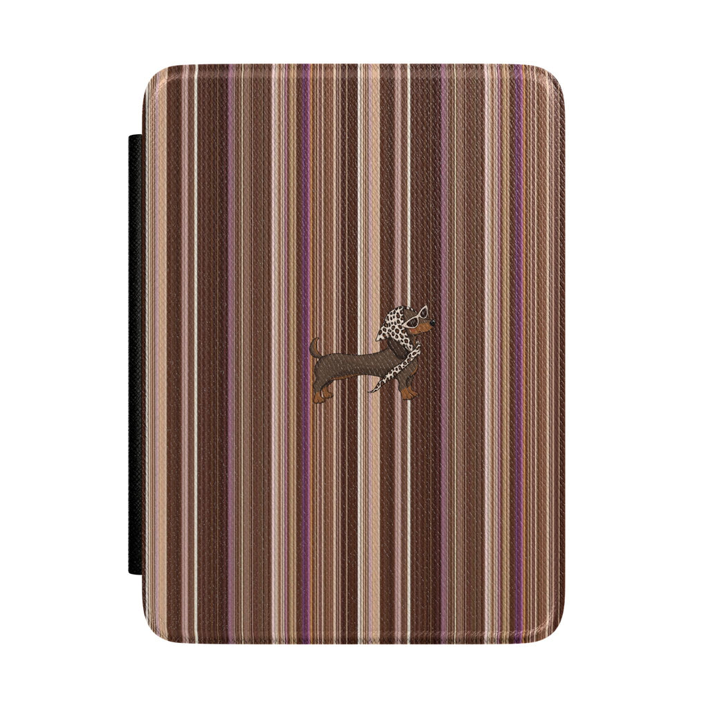FALL STRIPES DACHSHUND KINDLE CASE HARDCOVER