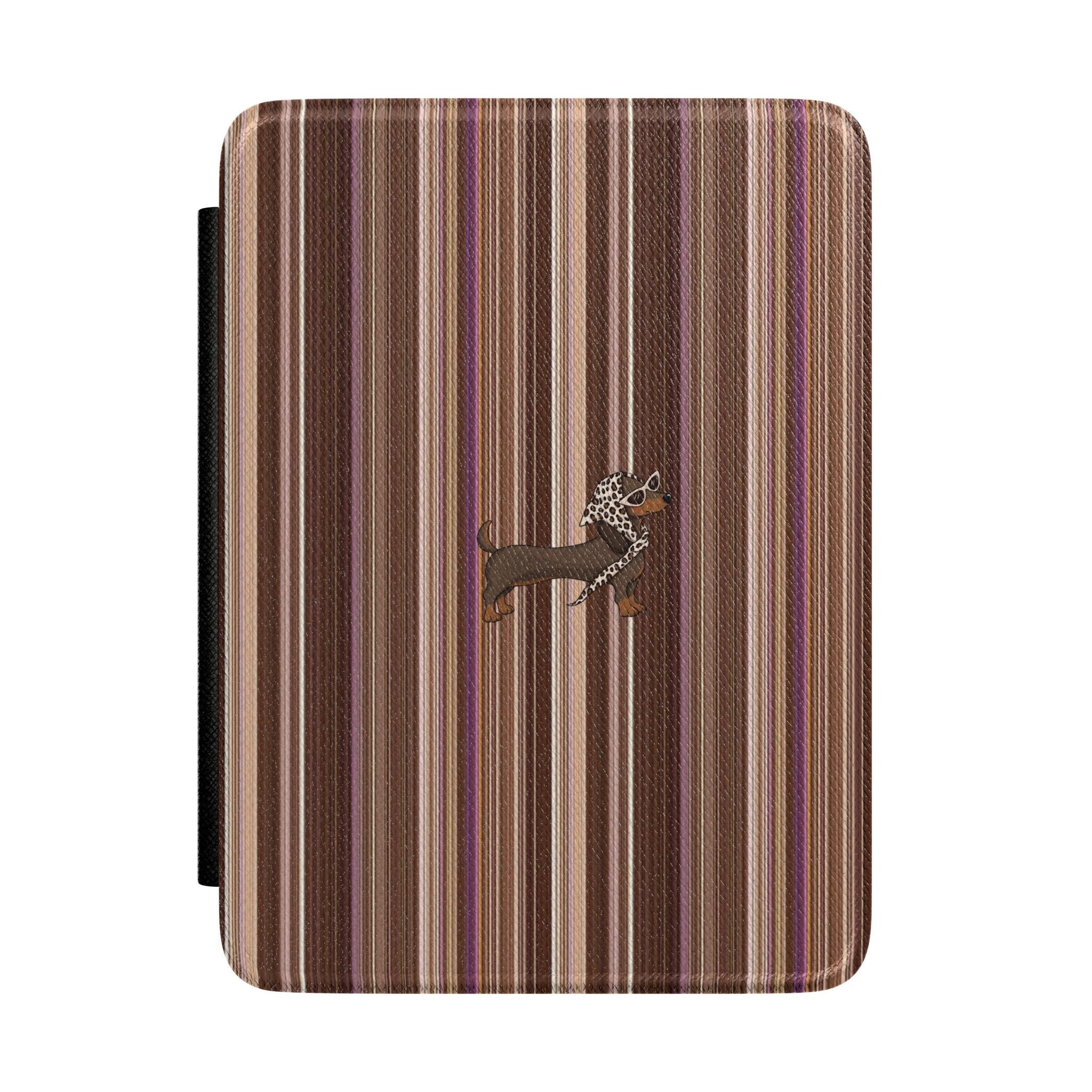 FALL STRIPES DACHSHUND KINDLE CASE HARDCOVER