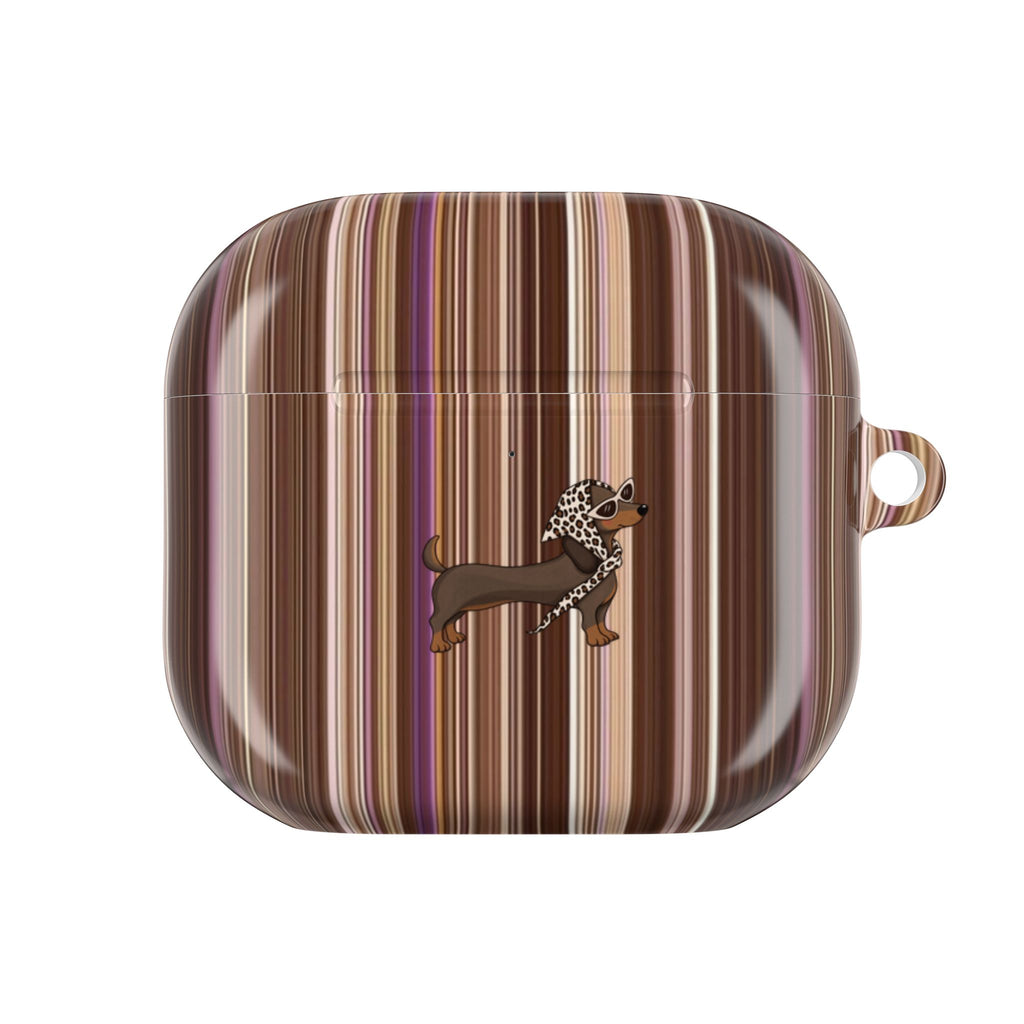 FALL STRIPES DACHSHUND AIRPOD CASE