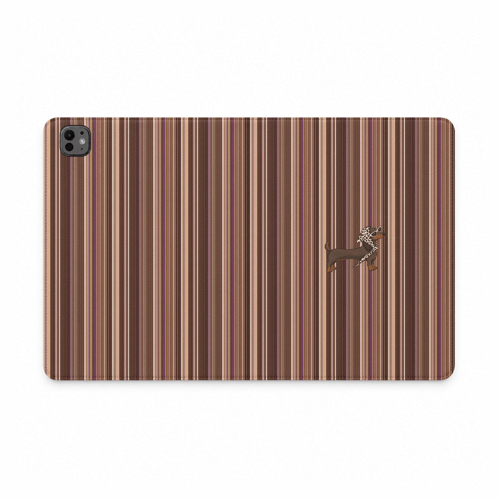 FALL STRIPES DACHSHUND IPAD TABLET FOLIO CASE