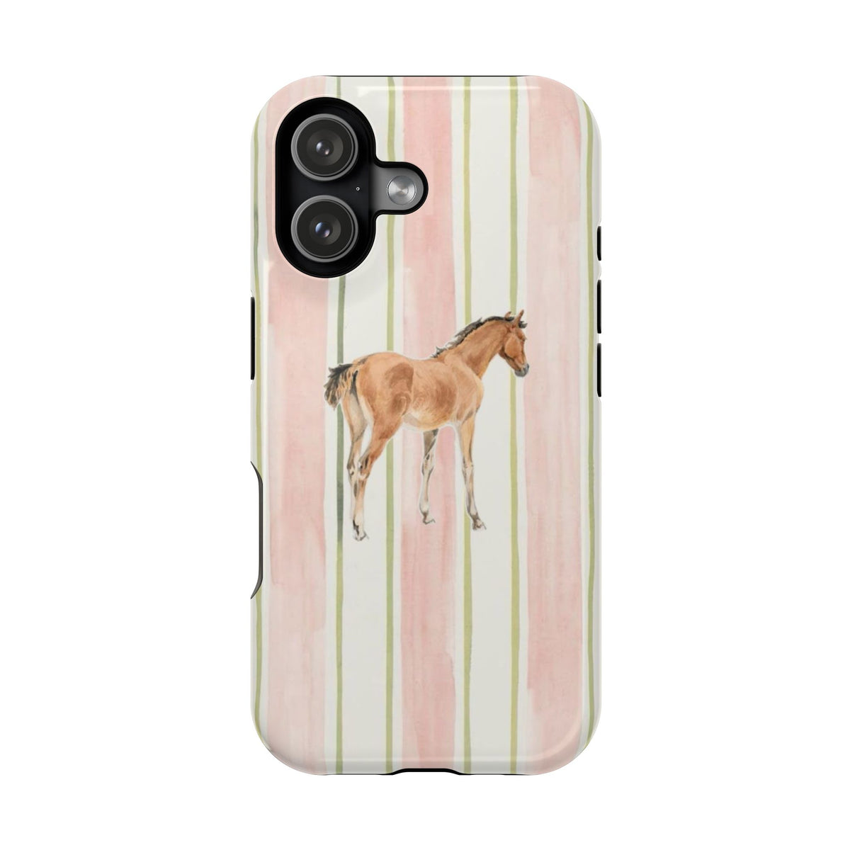 PINK STRIPES HORSE PHONE CASE