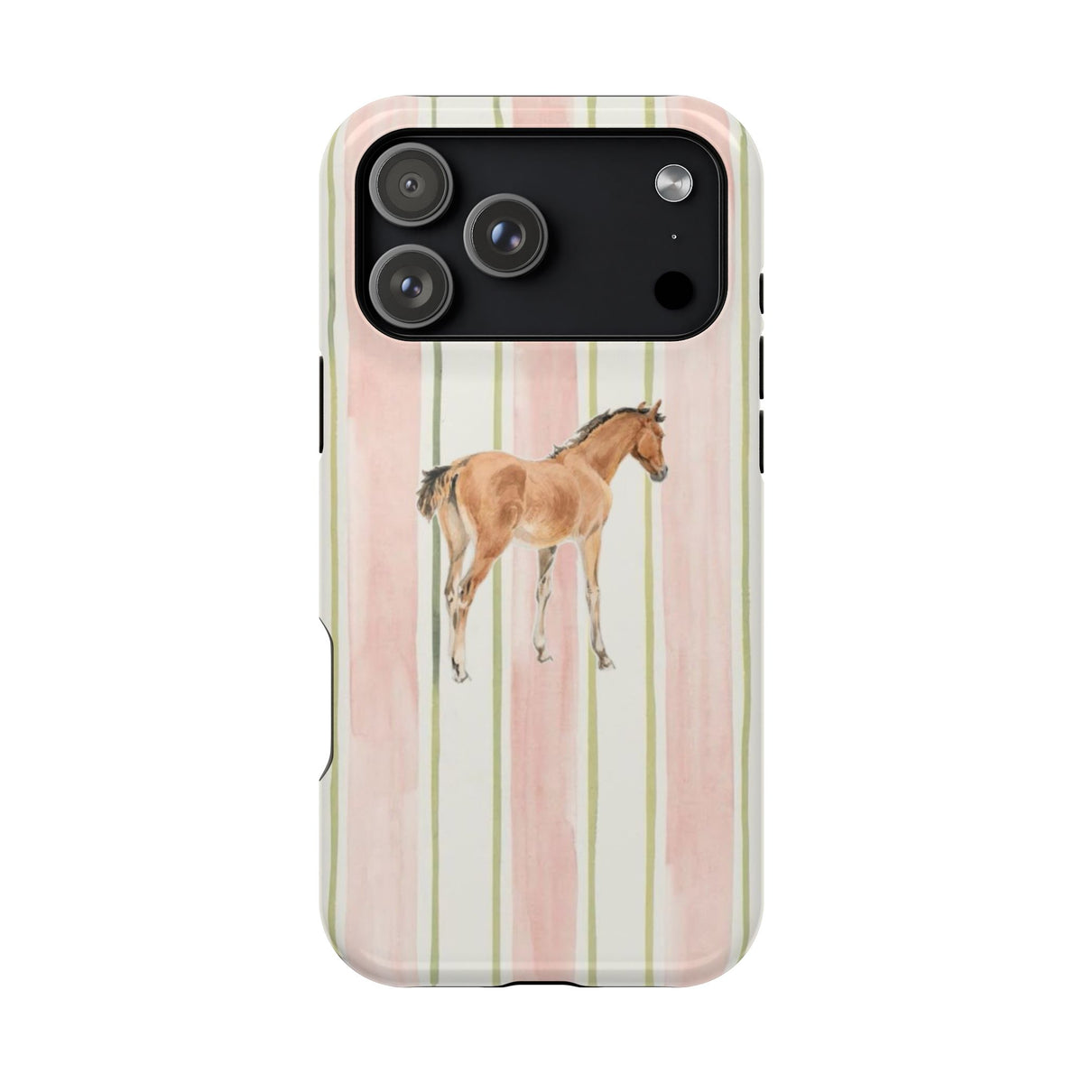 PINK STRIPES HORSE PHONE CASE