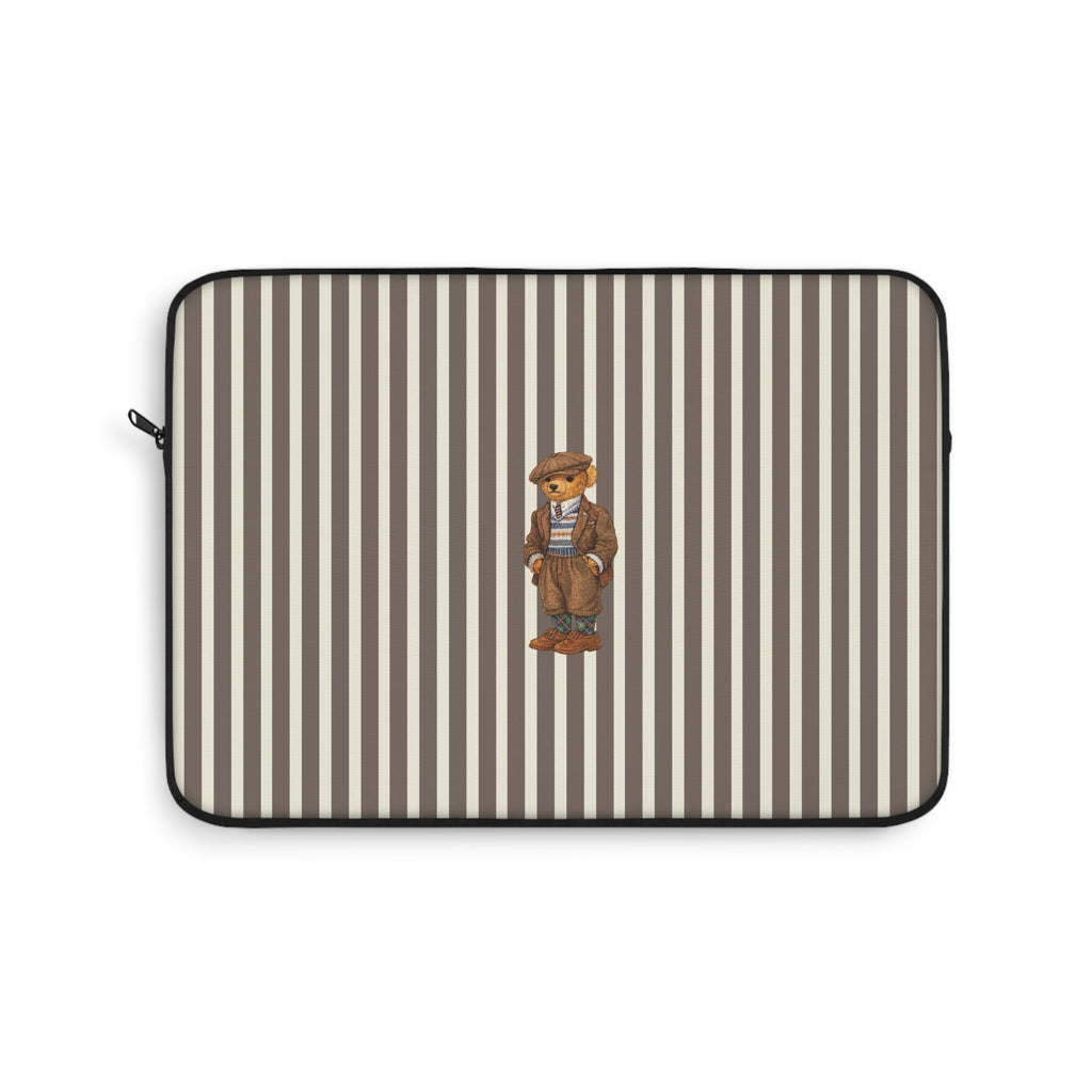 BROWN STRIPES TEDDY BEAR NEOPRENE KINDLE IPAD & LAPTOP SLEEVE