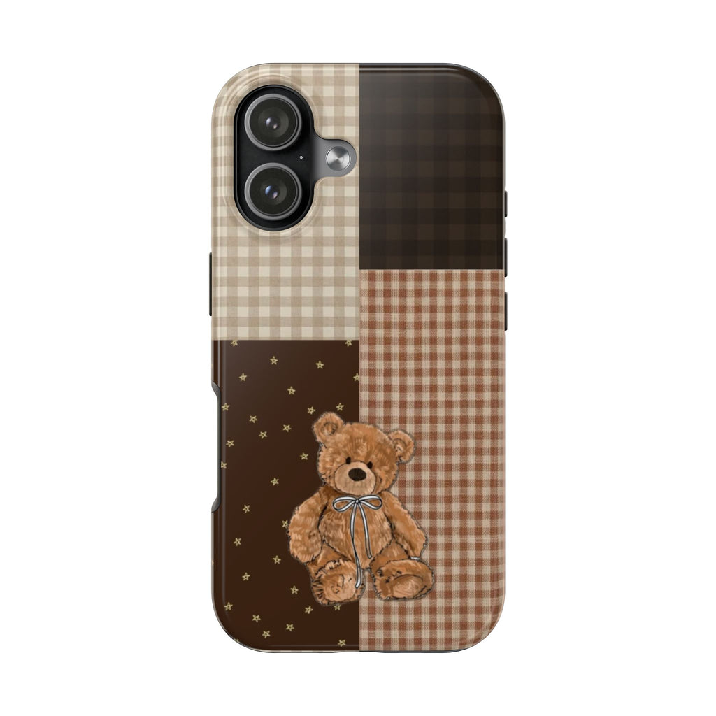 BROWN FALL PATCHWORK TEDDY BEAR PHONE CASE